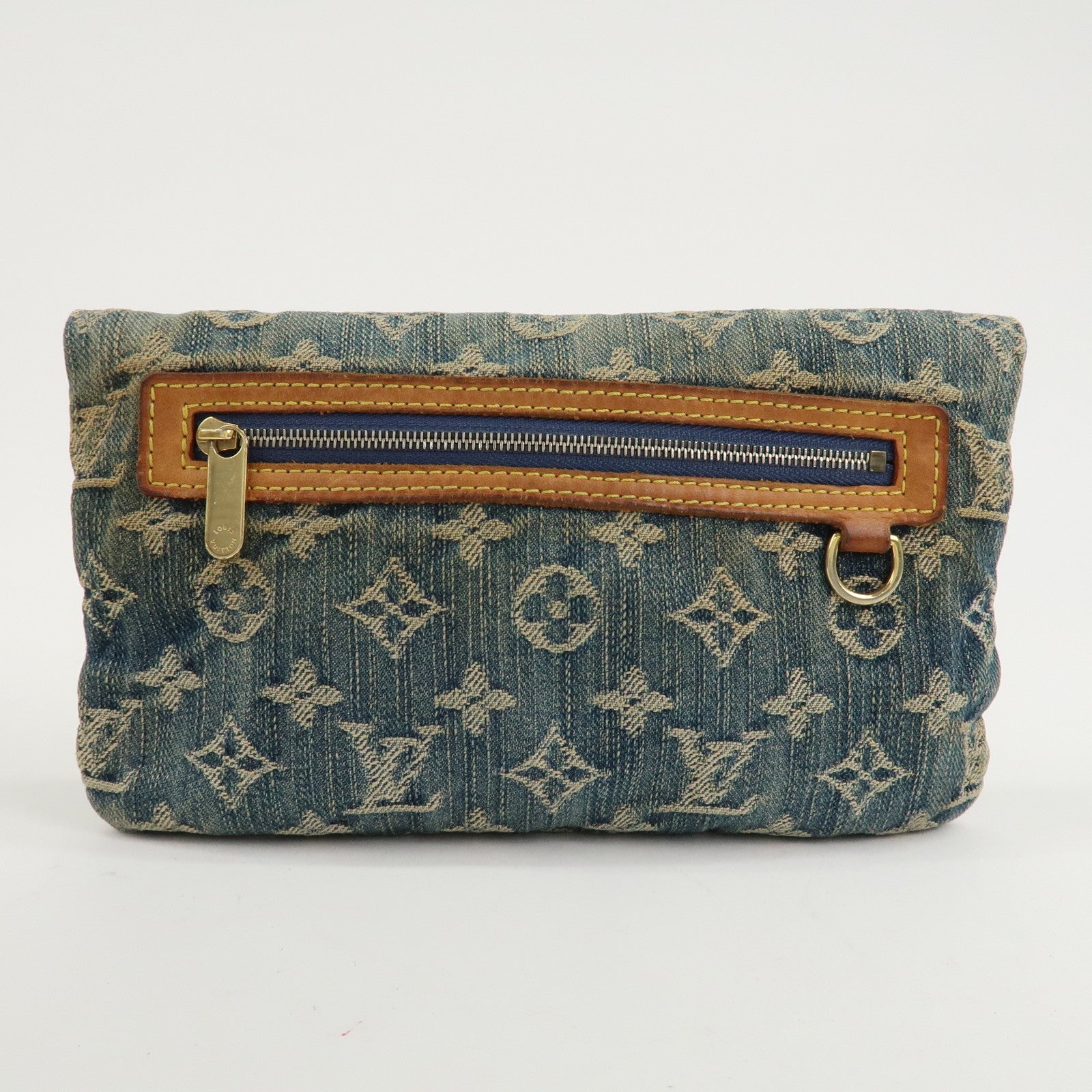 Louis Vuitton Monogram Denim Pochette Plat Pouch M95007 Used