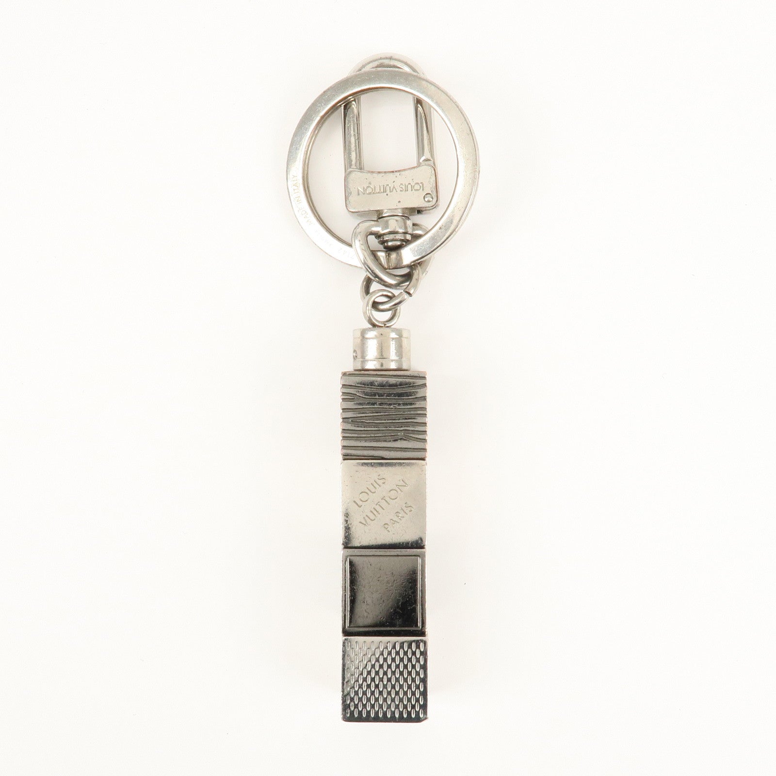 Louis Vuitton Porte Cles Cube Bag Key Charm Silver Gray M67142 Used