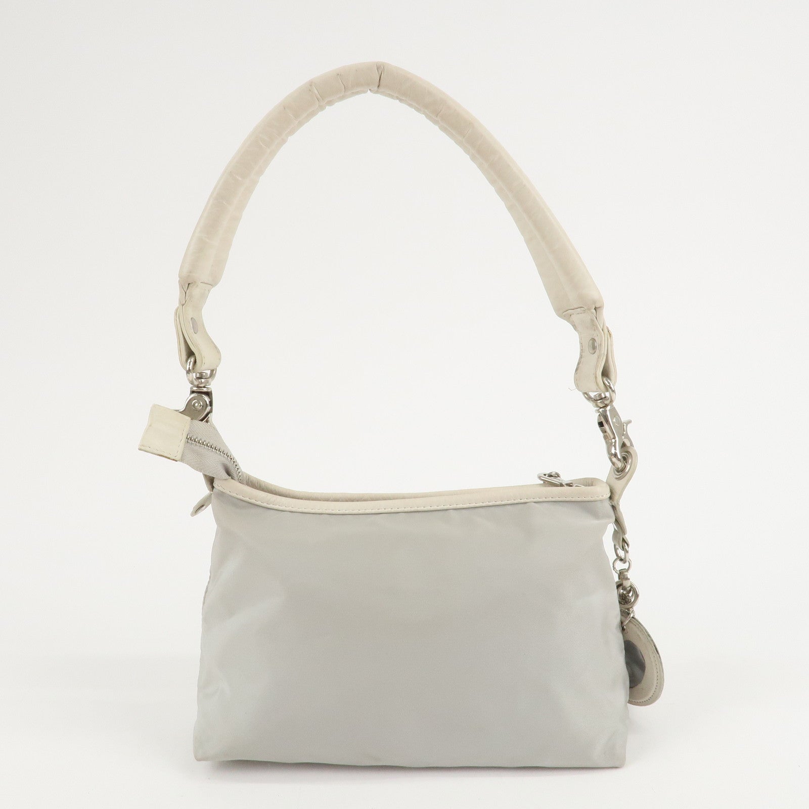 Chloe 2Way Nylon Leather Bag Shoulder Bag Light Gray White