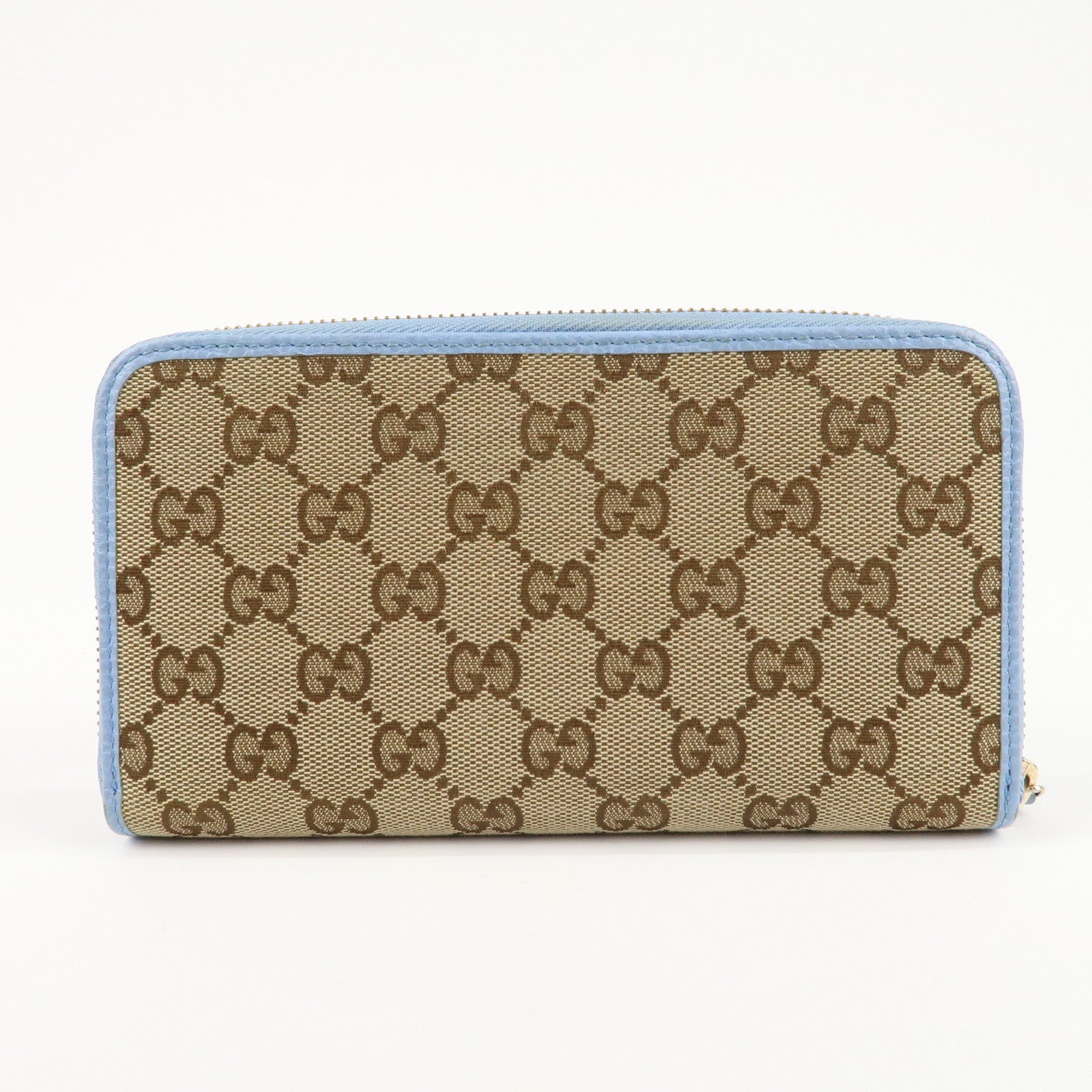 GUCCI GG Canvas Leather Round Zipper Long Wallet Beige 363423 Used