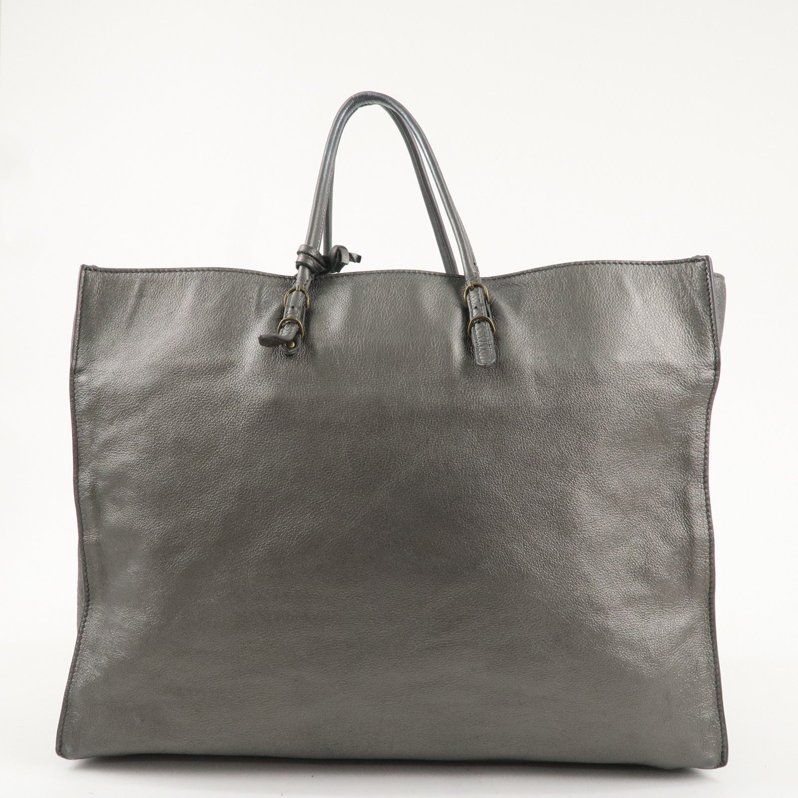 BALENCIAGA The Paper Leather Tote Bag Silvergray 236701