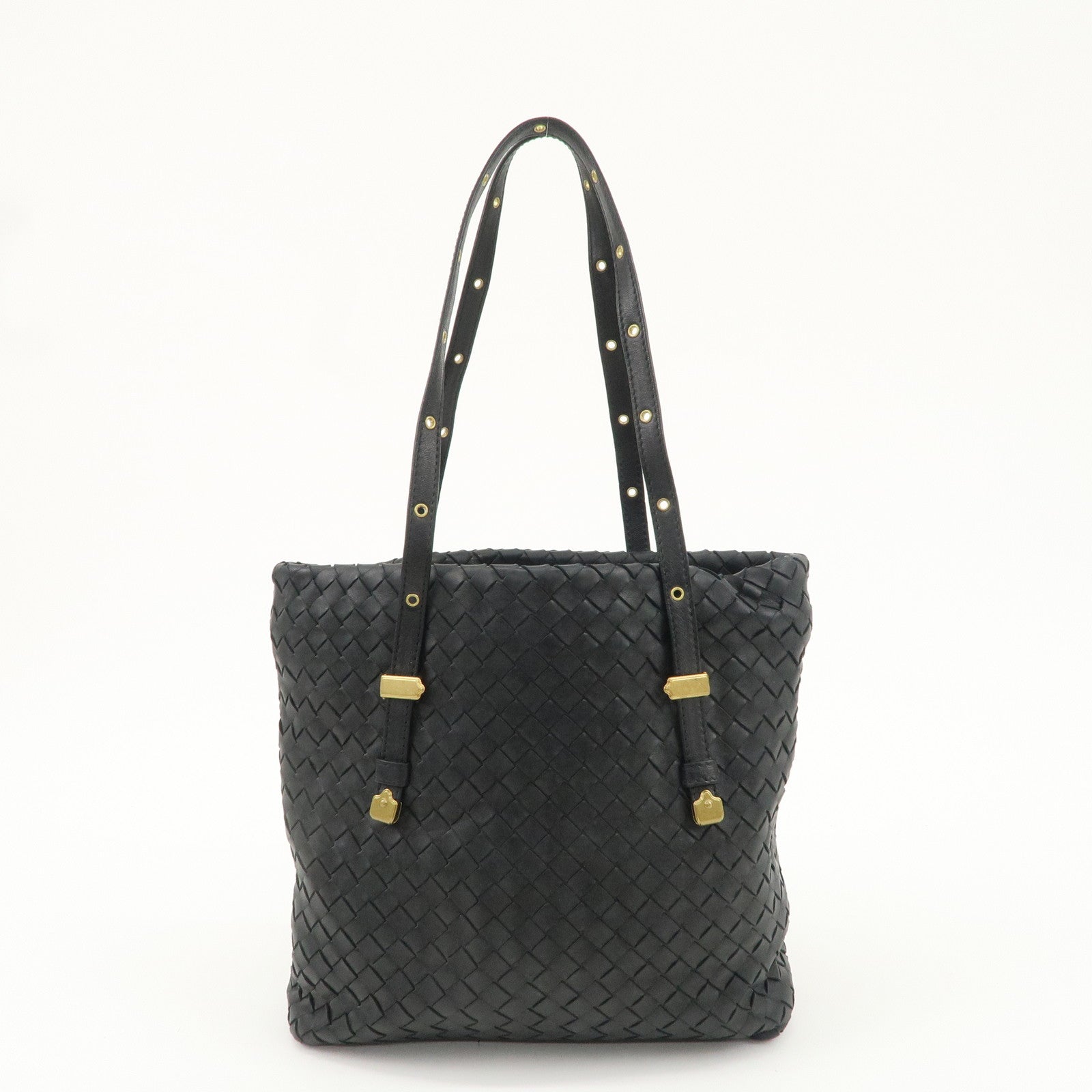 BOTTEGA VENETA Intrecciato Leather Tote Shoulder Bag Black 162937