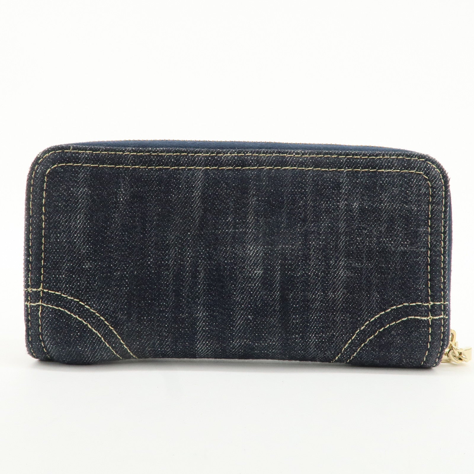 CHANEL Denim Coco Mark Hook Long Wallet  Blue A31900 Used