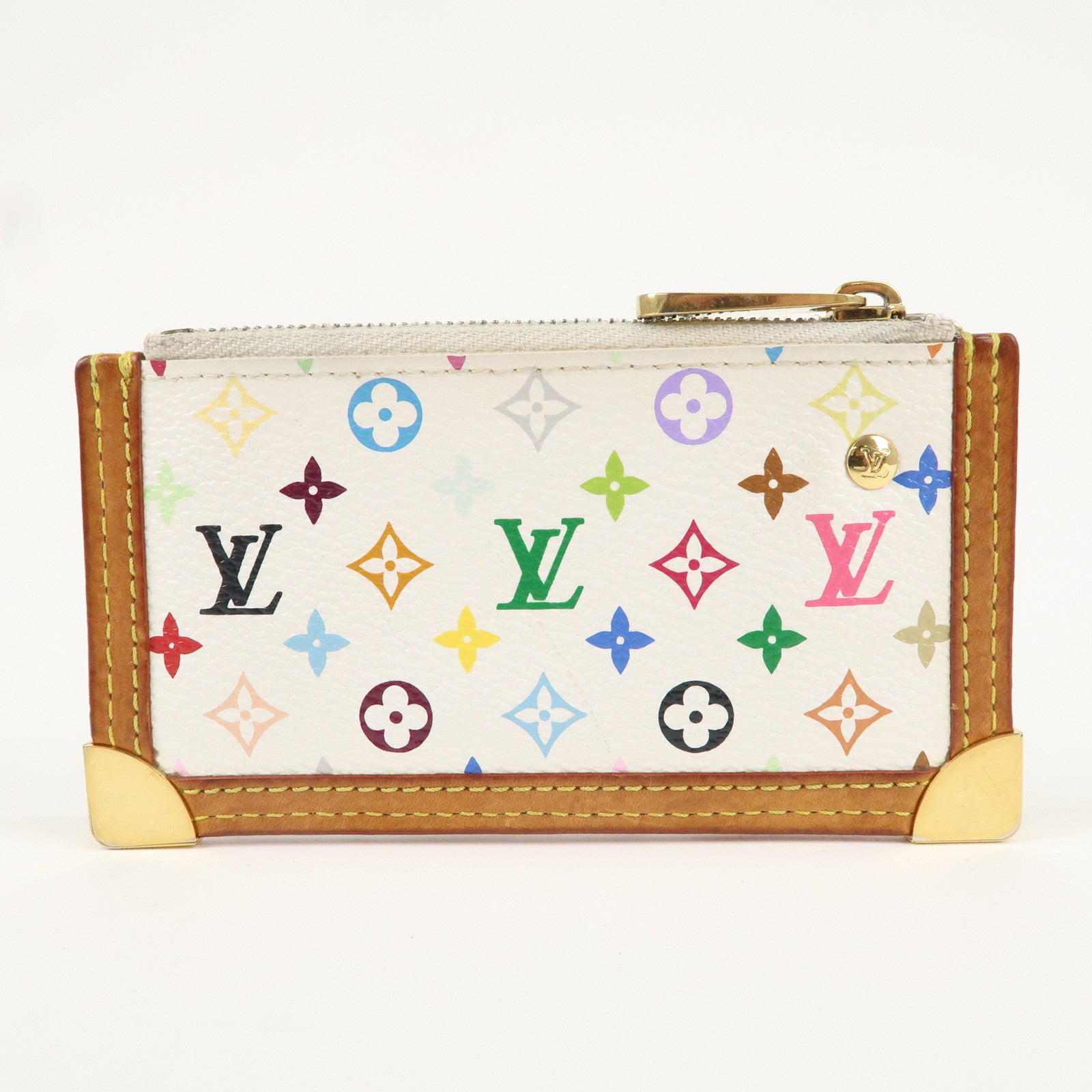 Louis Vuitton Monogram Multi Color Pochette Cles Blanc M92655