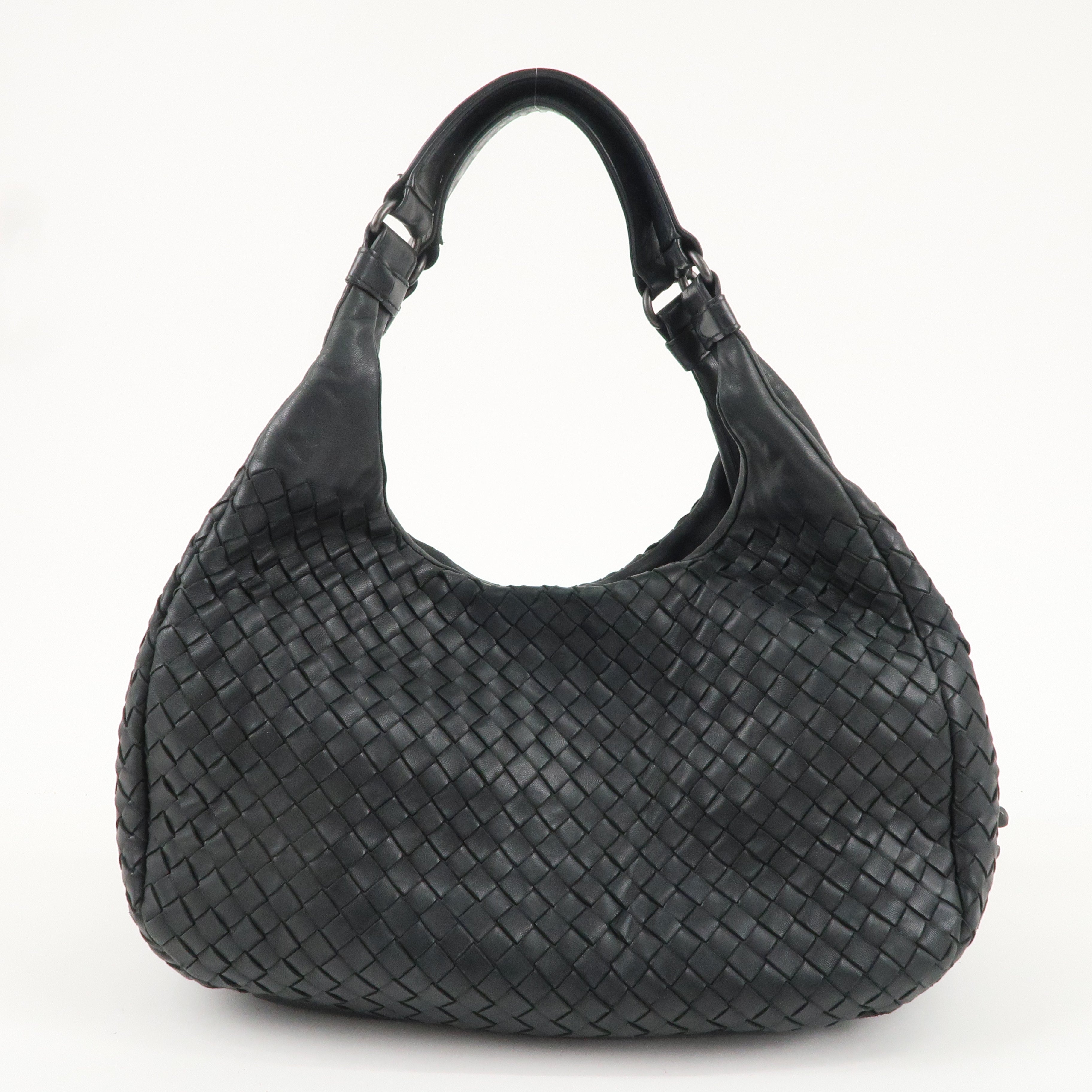 BOTTEGA VENETA Intrecciato Campana Shoulder Bag Black