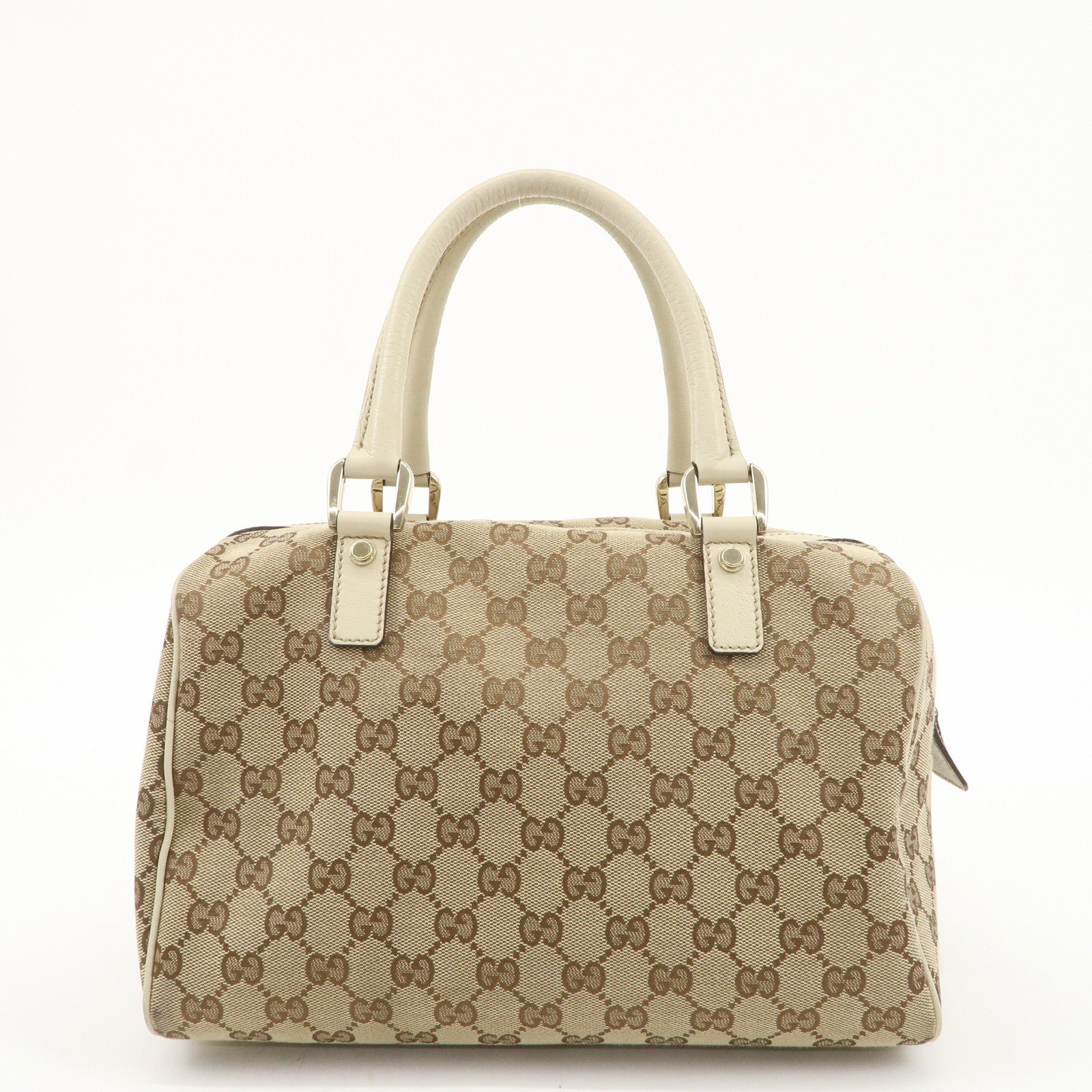 GUCCI Abbey GG Canvas Leather Mini Boston Bag Beige Ivory 153026