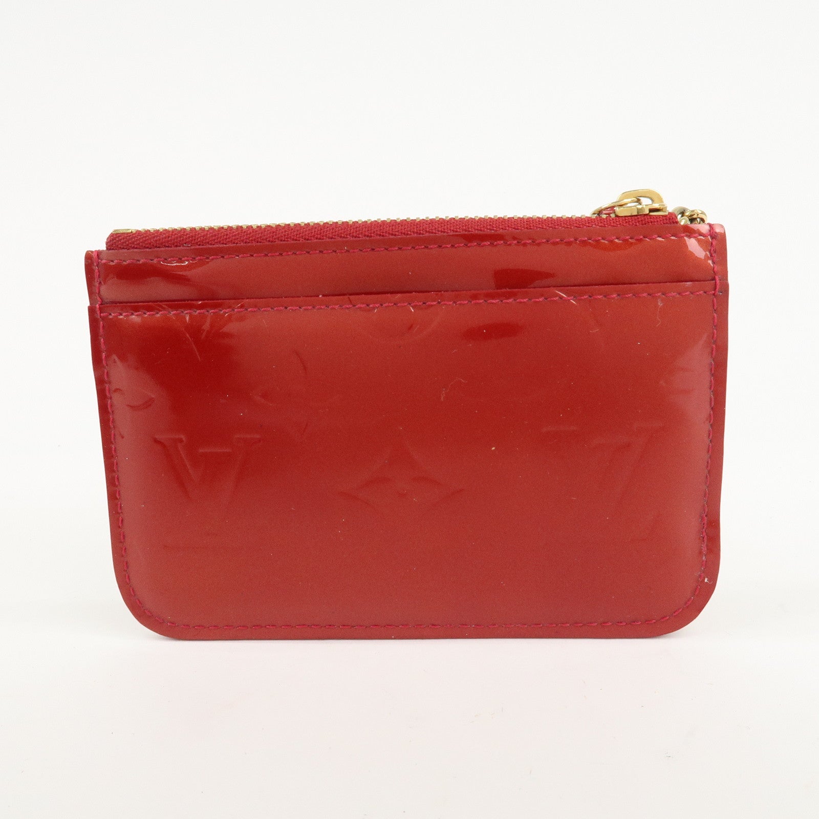 Louis Vuitton Vernis Pochette Cles Coin Case NM Red M93559 Used