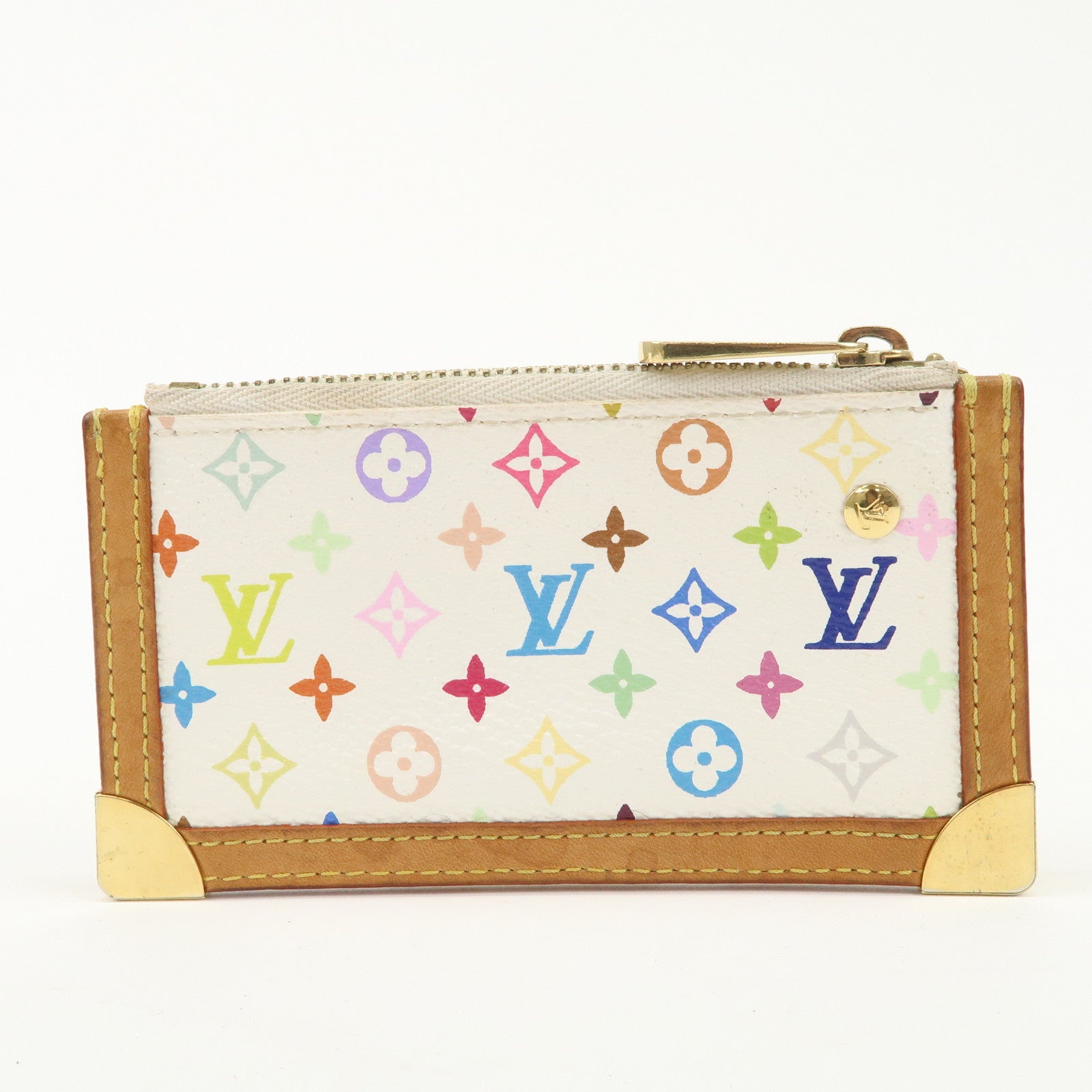 Louis Vuitton Monogram Multicolor Pochette Cles Blanc M92655