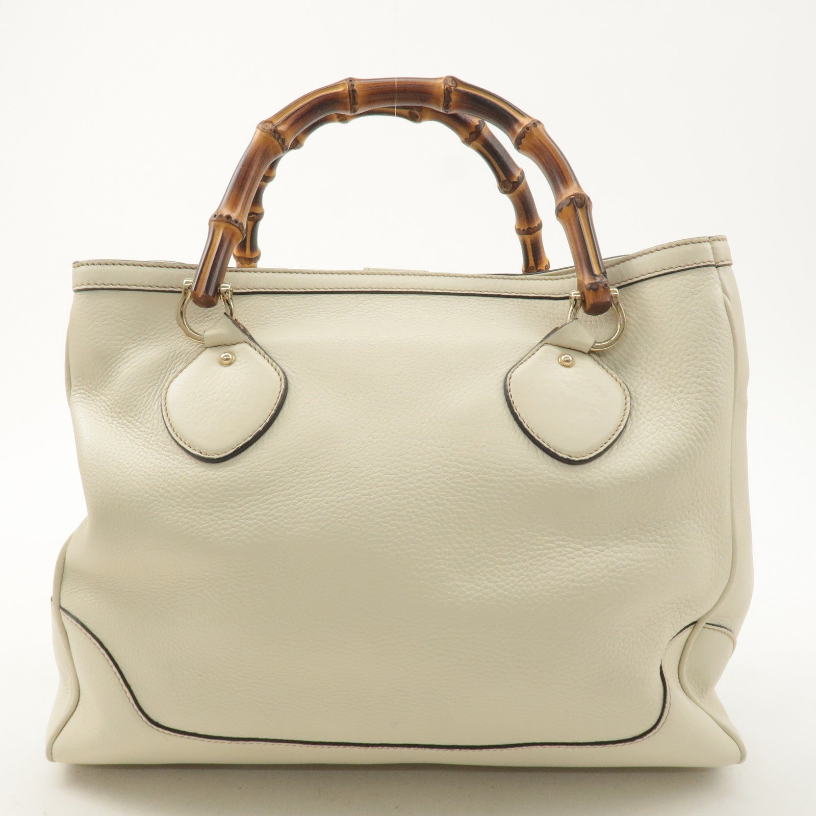 GUCCI Bamboo Leather Hand Bag Ivory 282317