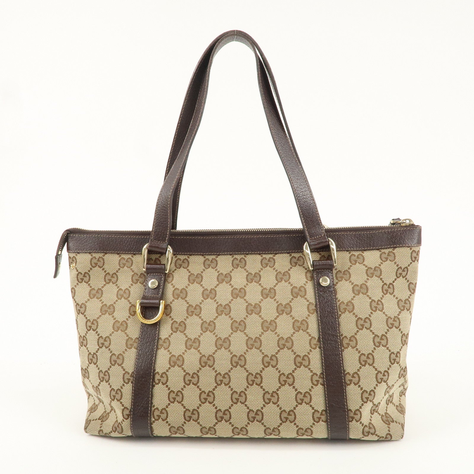 GUCCI Abbey Line GG Canvas Leather Tote Bag Beige 141470