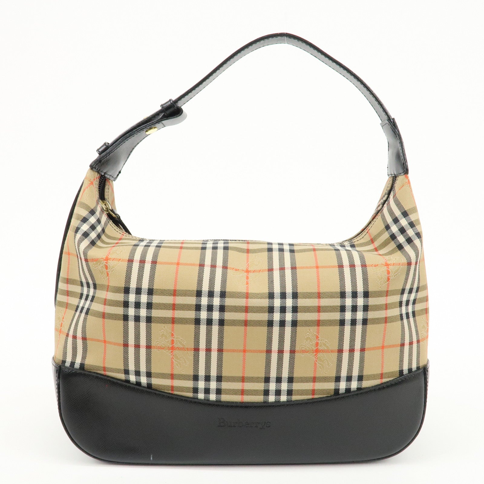 BURBERRY Burberrys Nova Plaid Canvas Leather Shoulder Bag