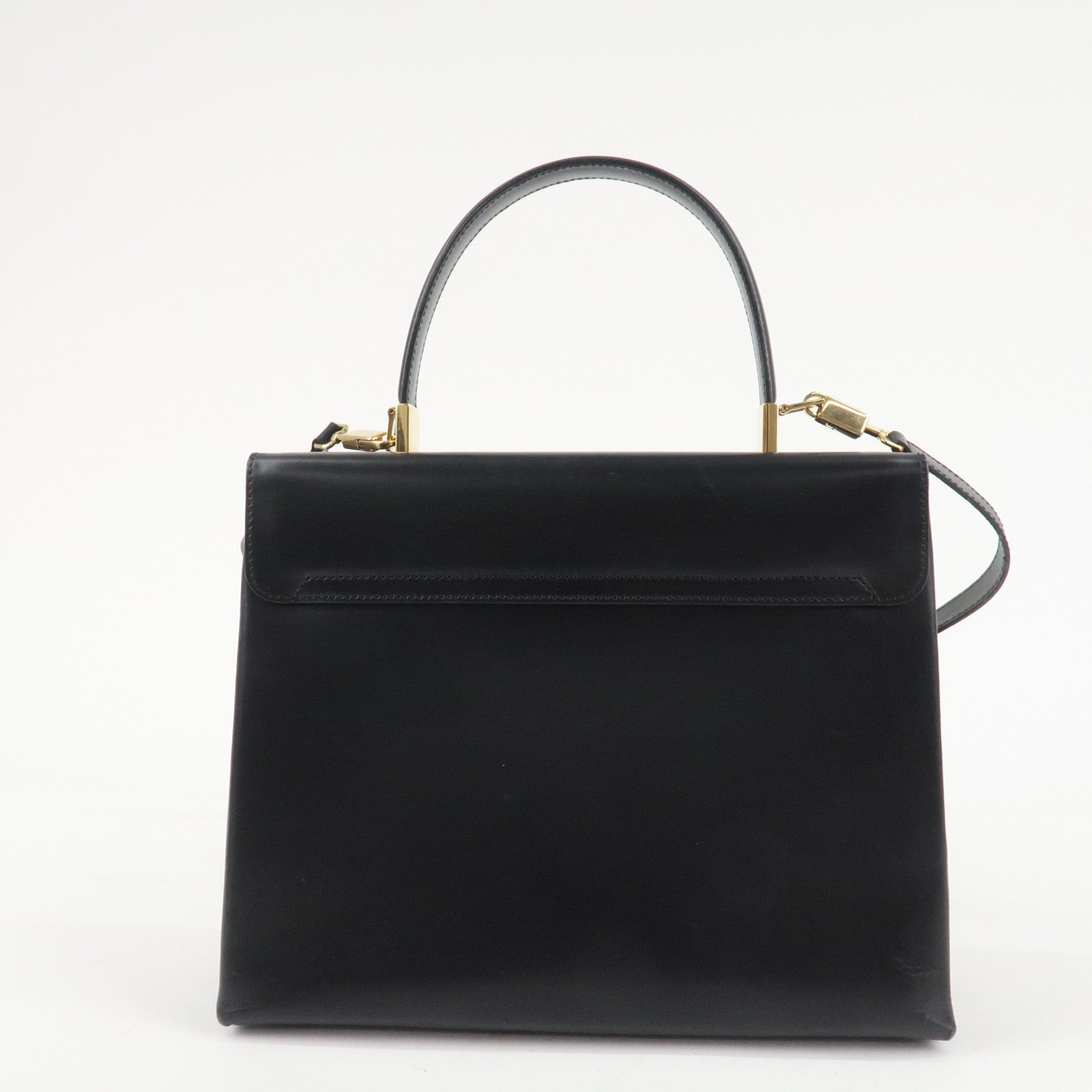 Ferragamo Leather Gancini 2Way Hand Shoulder Bag Black AT210536 Used