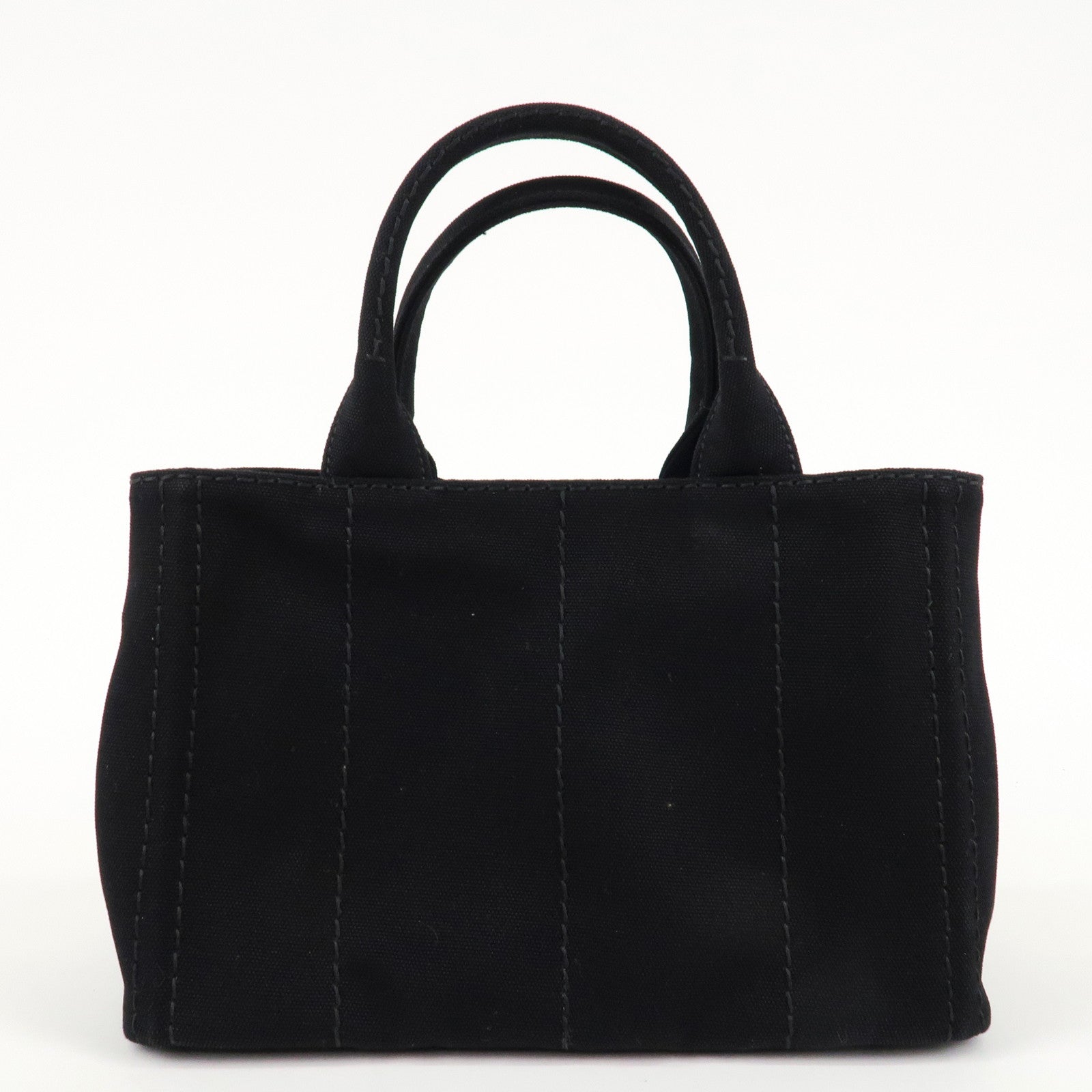 PRADA Logo Canapa Canvas 2way Tote Bag Hand Bag Black BN2642