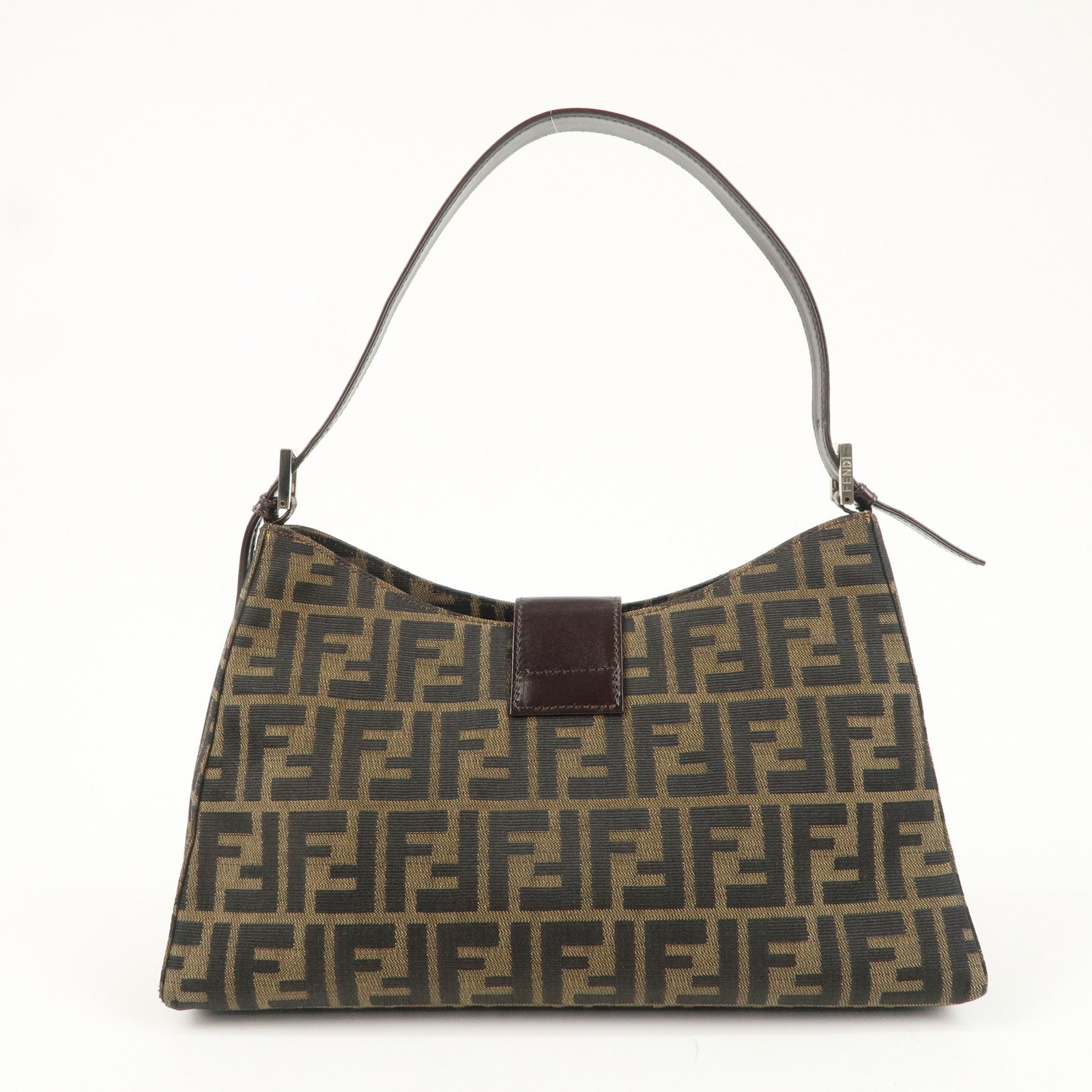 FENDI Zucca Canvas Leather One Shoulder Bag 916115002 Brown