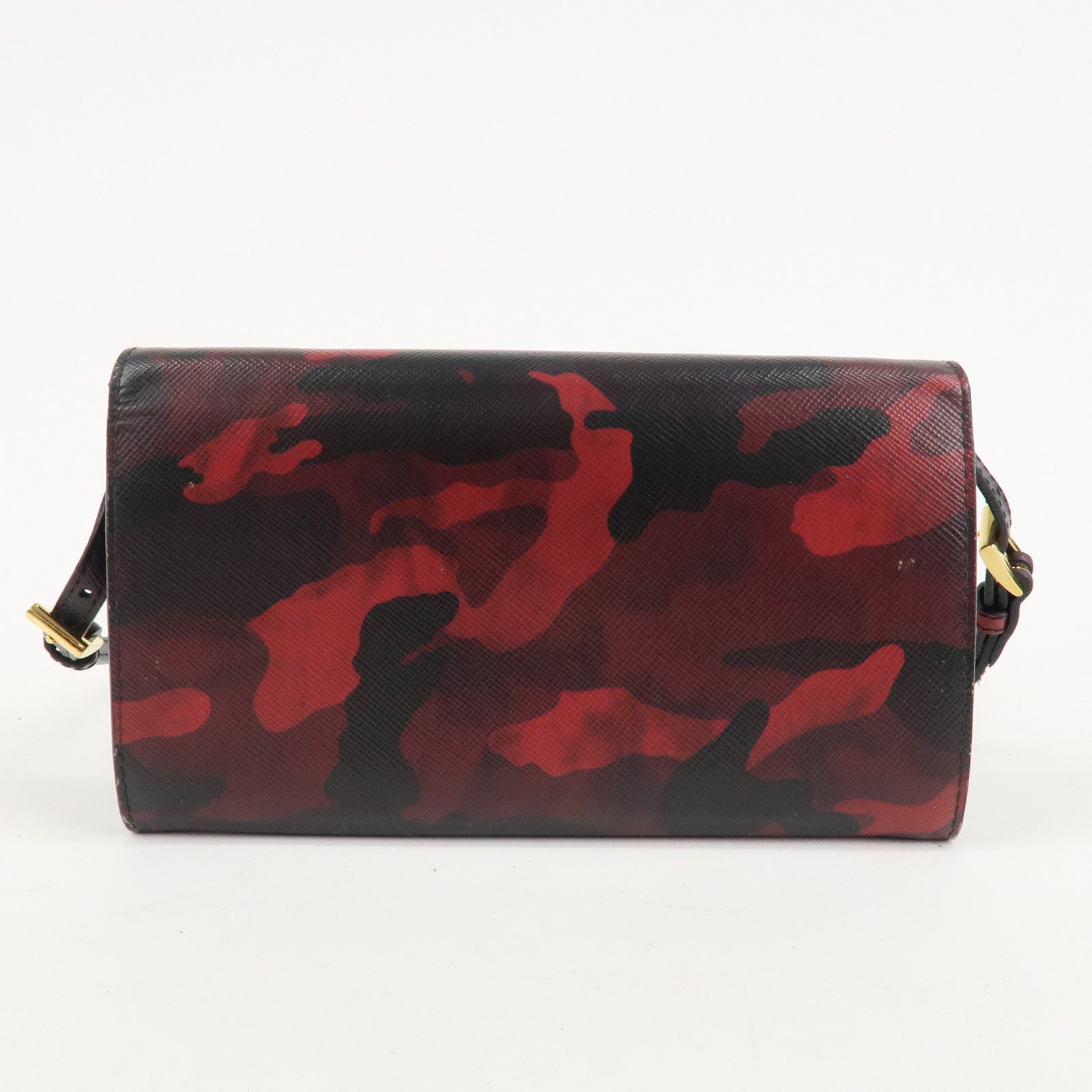 PRADA Saffiano Leather Shoulder Long Wallet Camouflage 1M1437