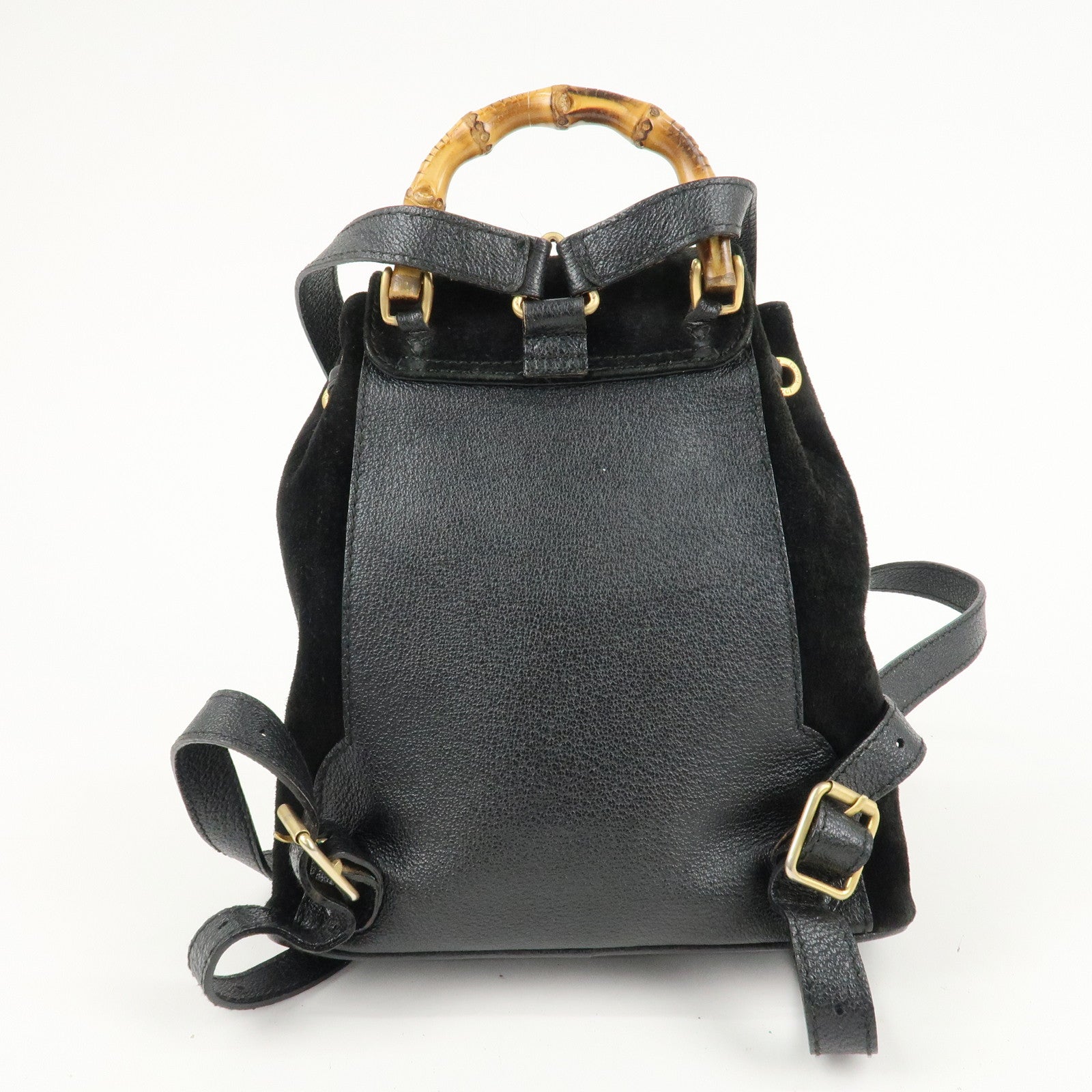 GUCCI Bamboo Suede Leather Mini Back Pack Black 003.2058.0030 Used