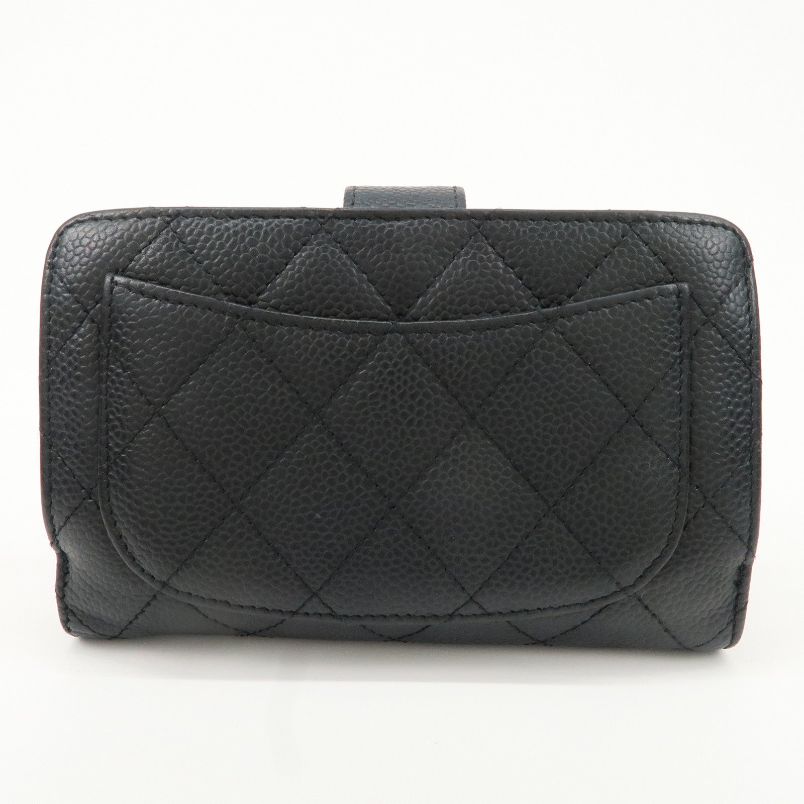 CHANEL COCO Mark Matelasse Caviar Skin Bi-fold Wallet A48667