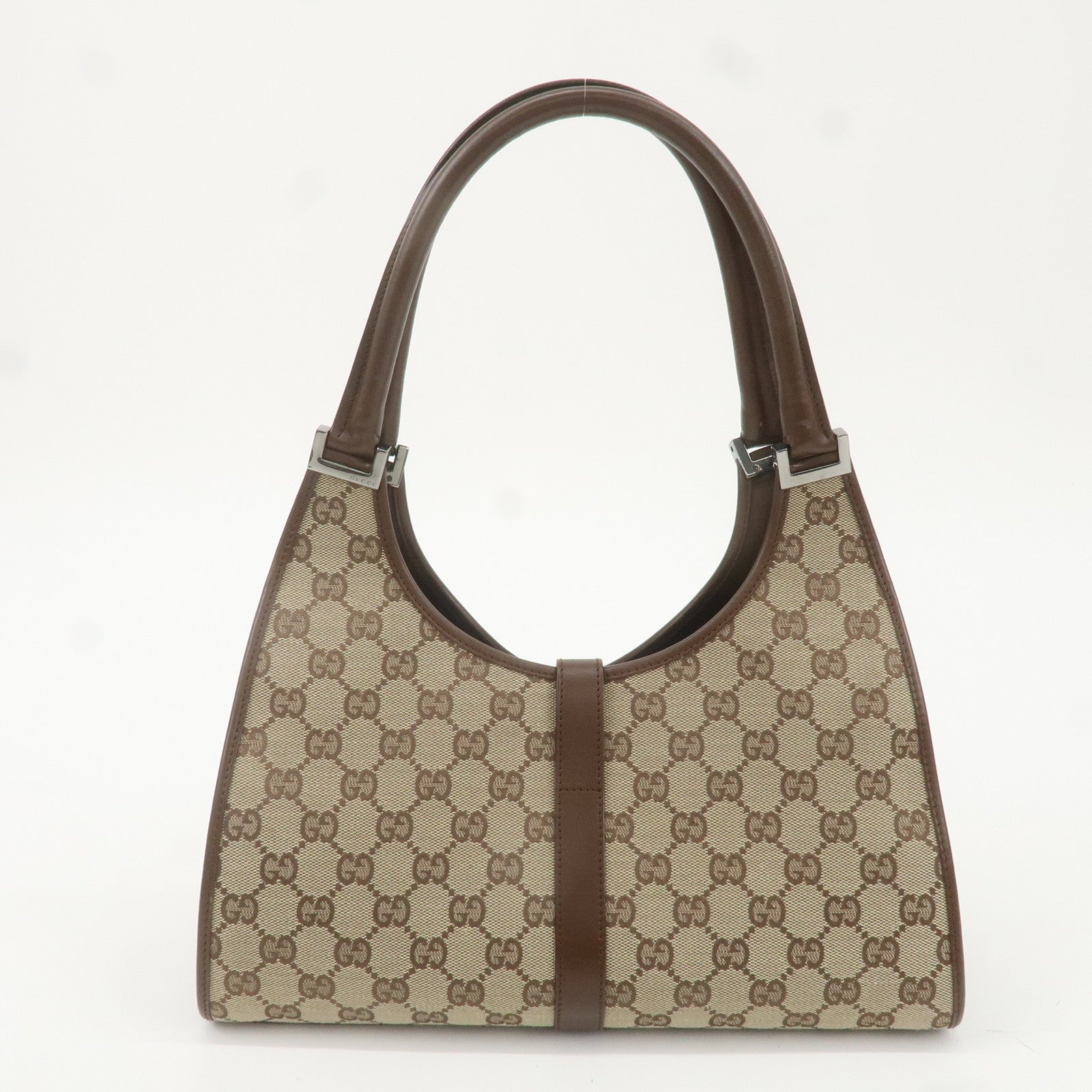 GUCCI Jackie GG Canvas Leather Shoulder Bag Beige Brown 1719