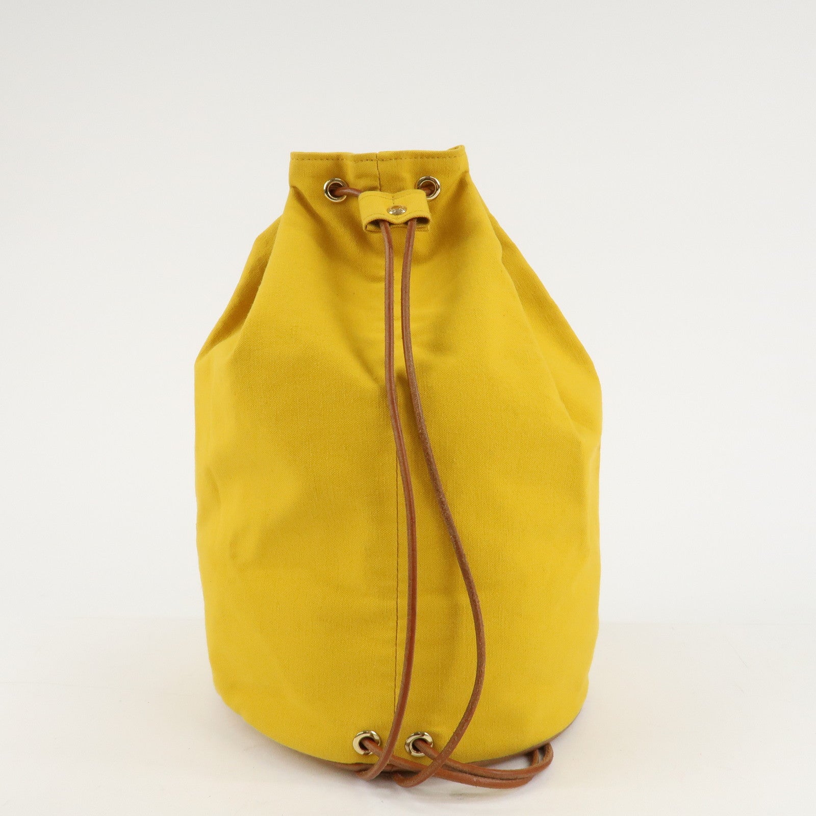 HERMES Canvas Leather Porochon Mimil GM Drawstring Back Pack