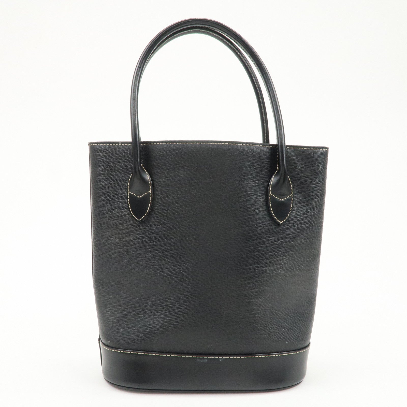 BURBERRY Logo Leather Tote Bag Hand Bag Black