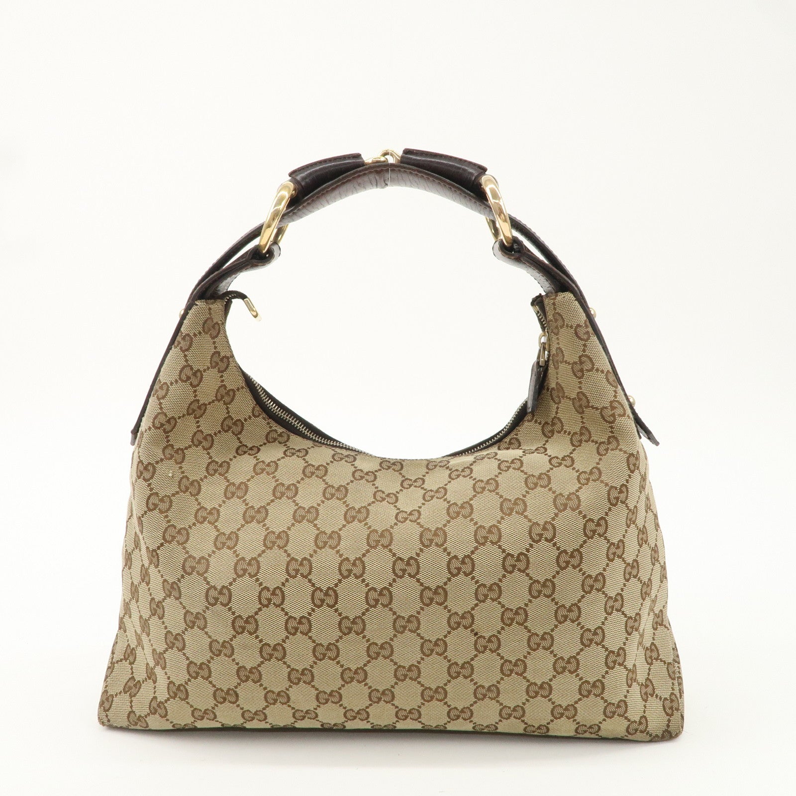 GUCCI Horsebit GG Canvas Leather One Shoulder Bag 115867