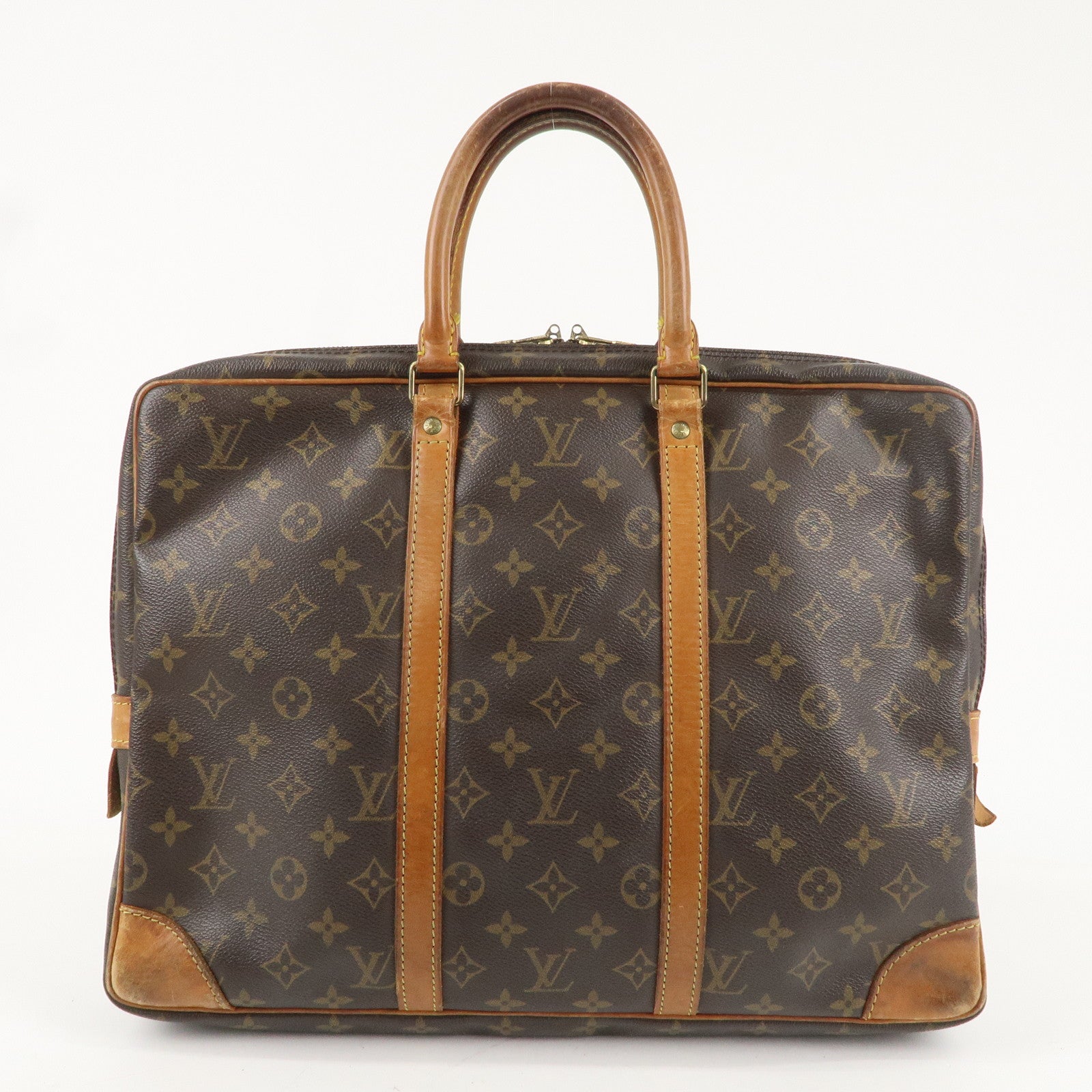 Louis Vuitton Monogram Porte Documents Voyage Bag Brown M53361