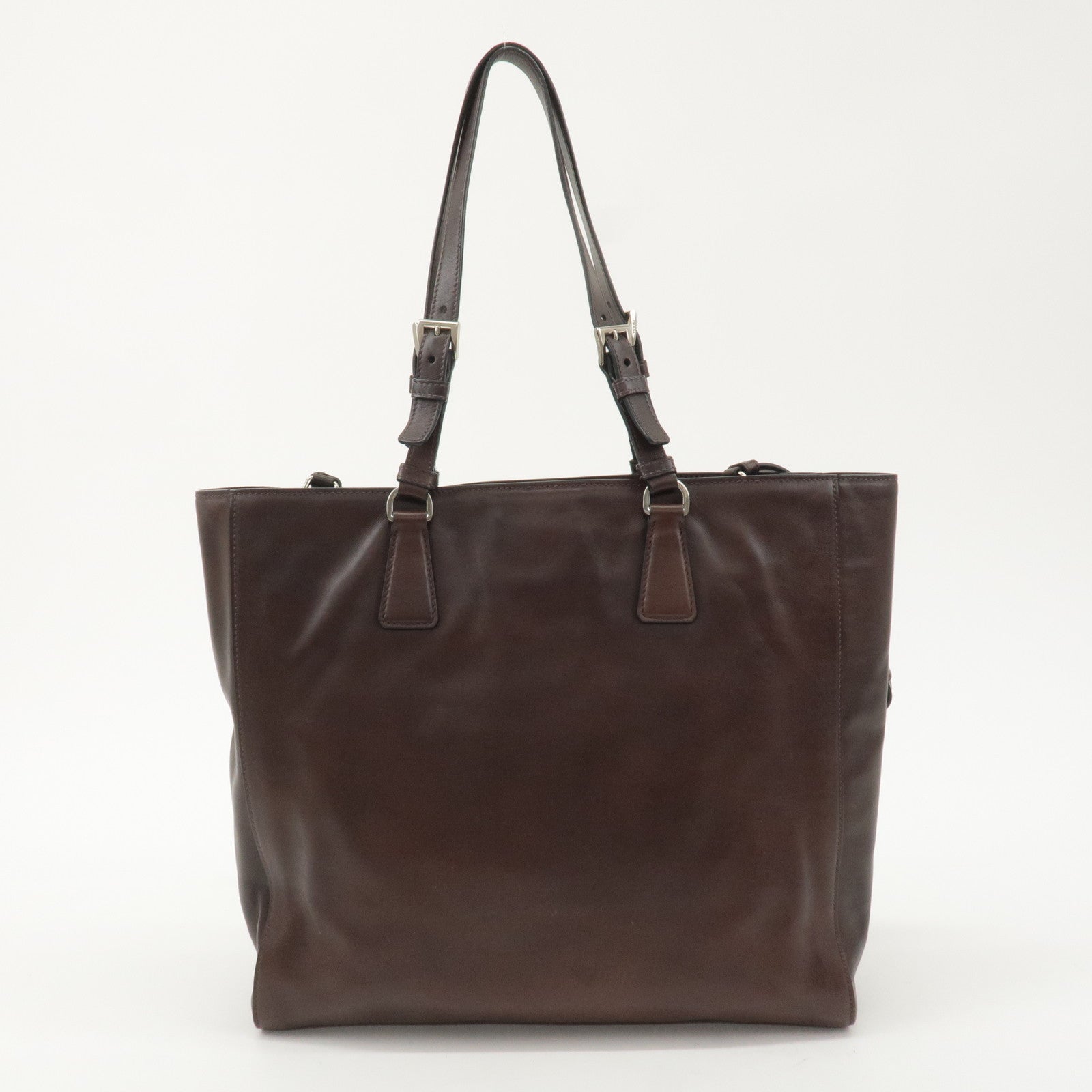 PRADA Logo Leather 2Way Tote Bag Shoulder Bag Brown BR5033