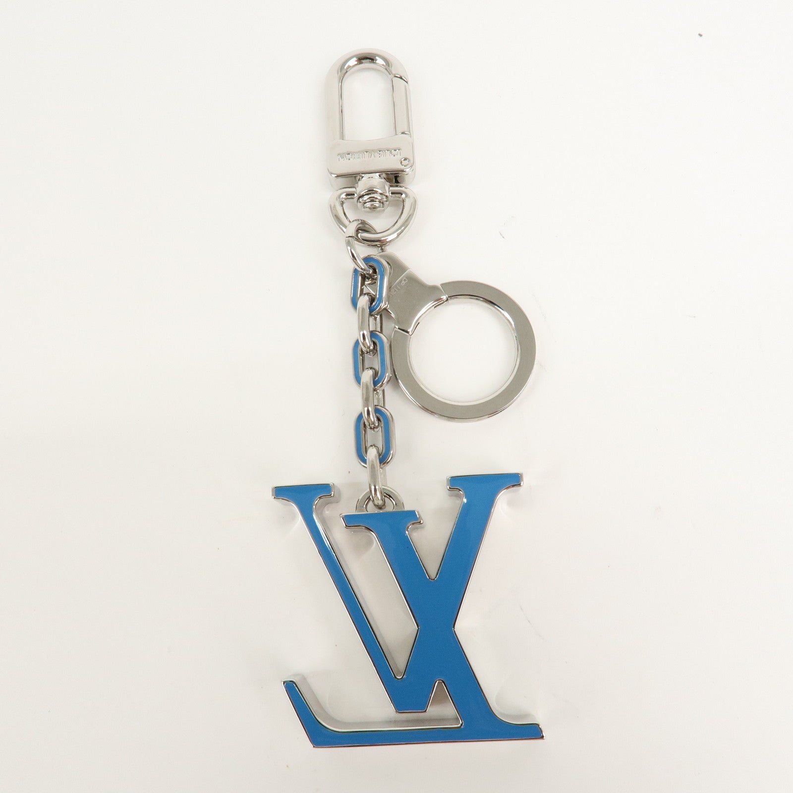 Louis Vuitton Porto Cles Neo LV Soft Key Chain Blue Silver M69303 Used