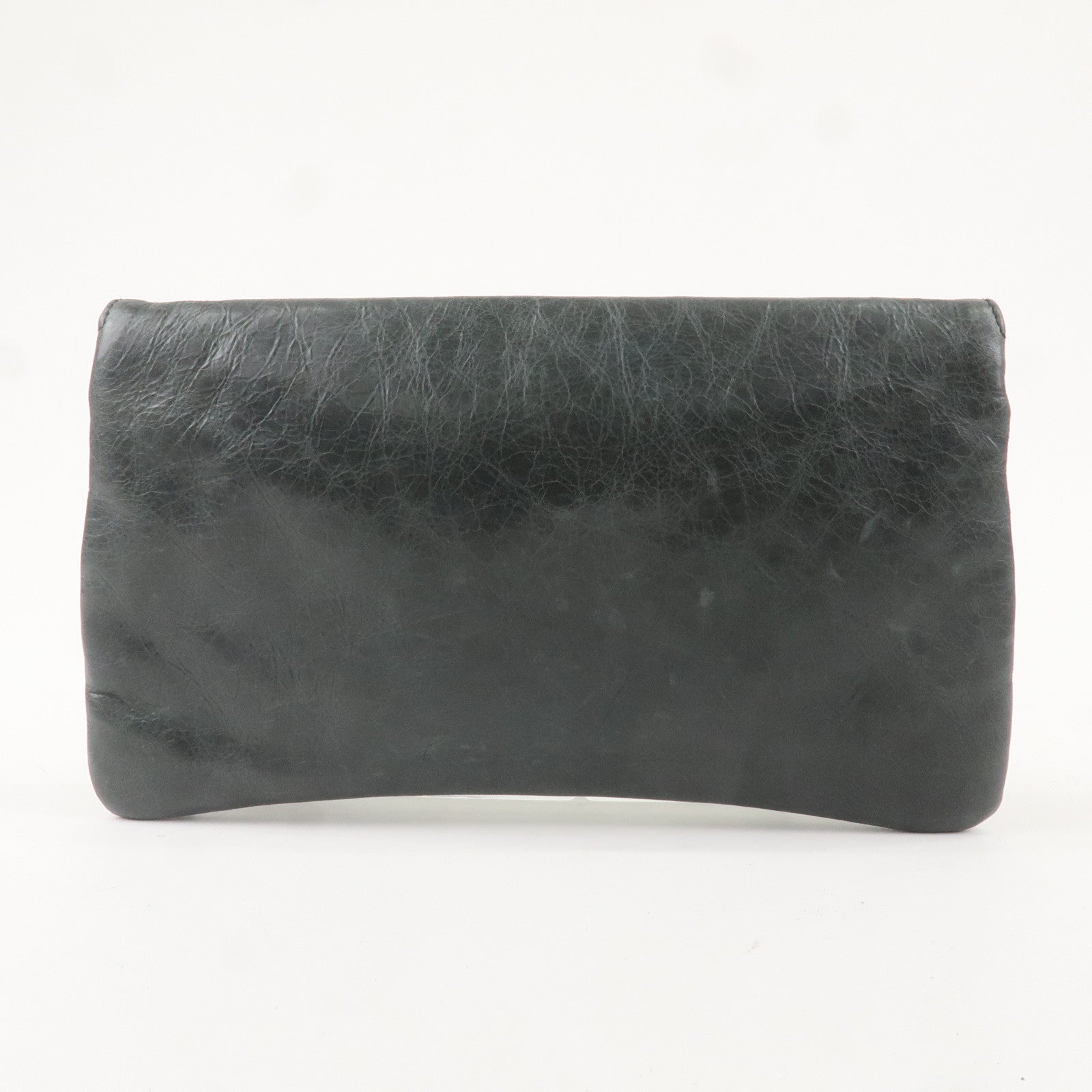 BALENCIAGA Leather Giant Envelope Clutch Bag Dark Gray 224915