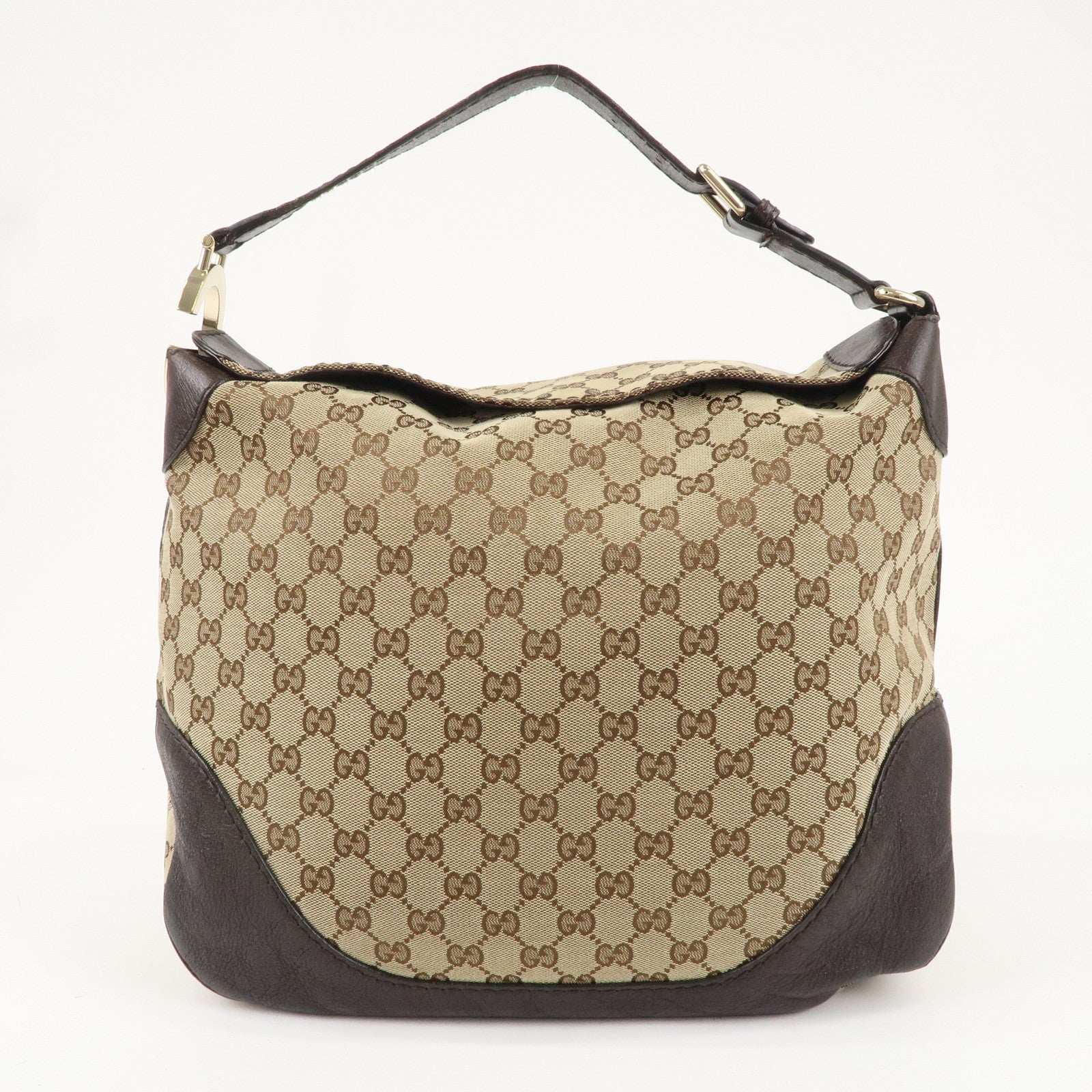 GUCCI GG Canvas Leather Shoulder Bag Beige Brown 203506