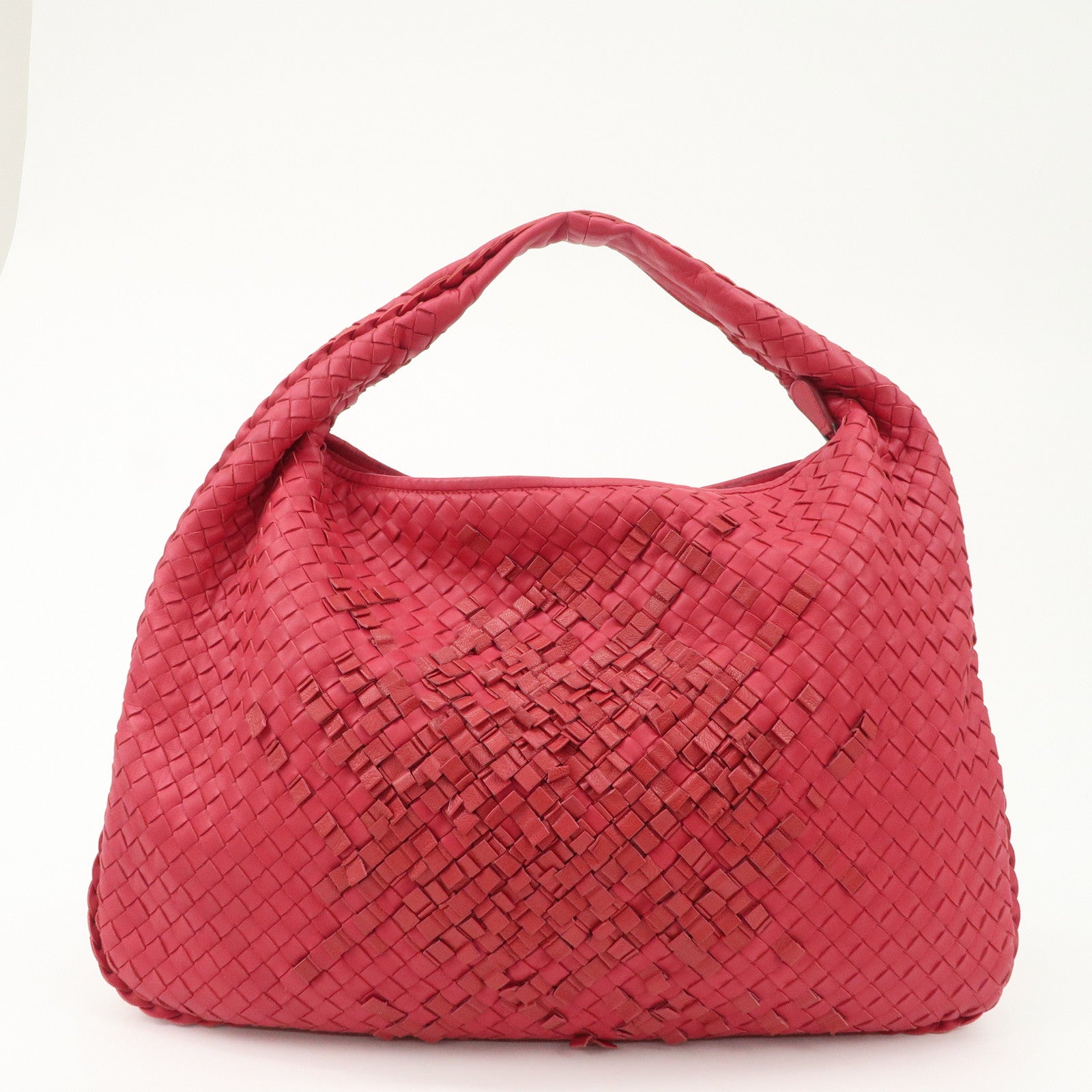 BOTTEGA VENETA Intrecciato Leather Shoulder Bag Red 115654