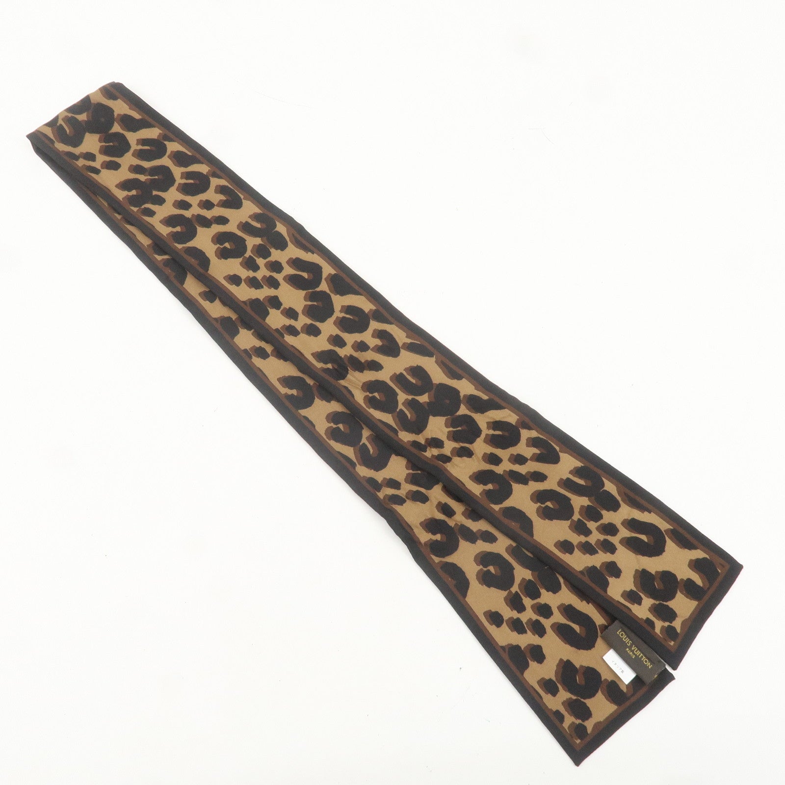 Louis Vuitton Bandeau Leopard 100% Silk Scarf Black M72394