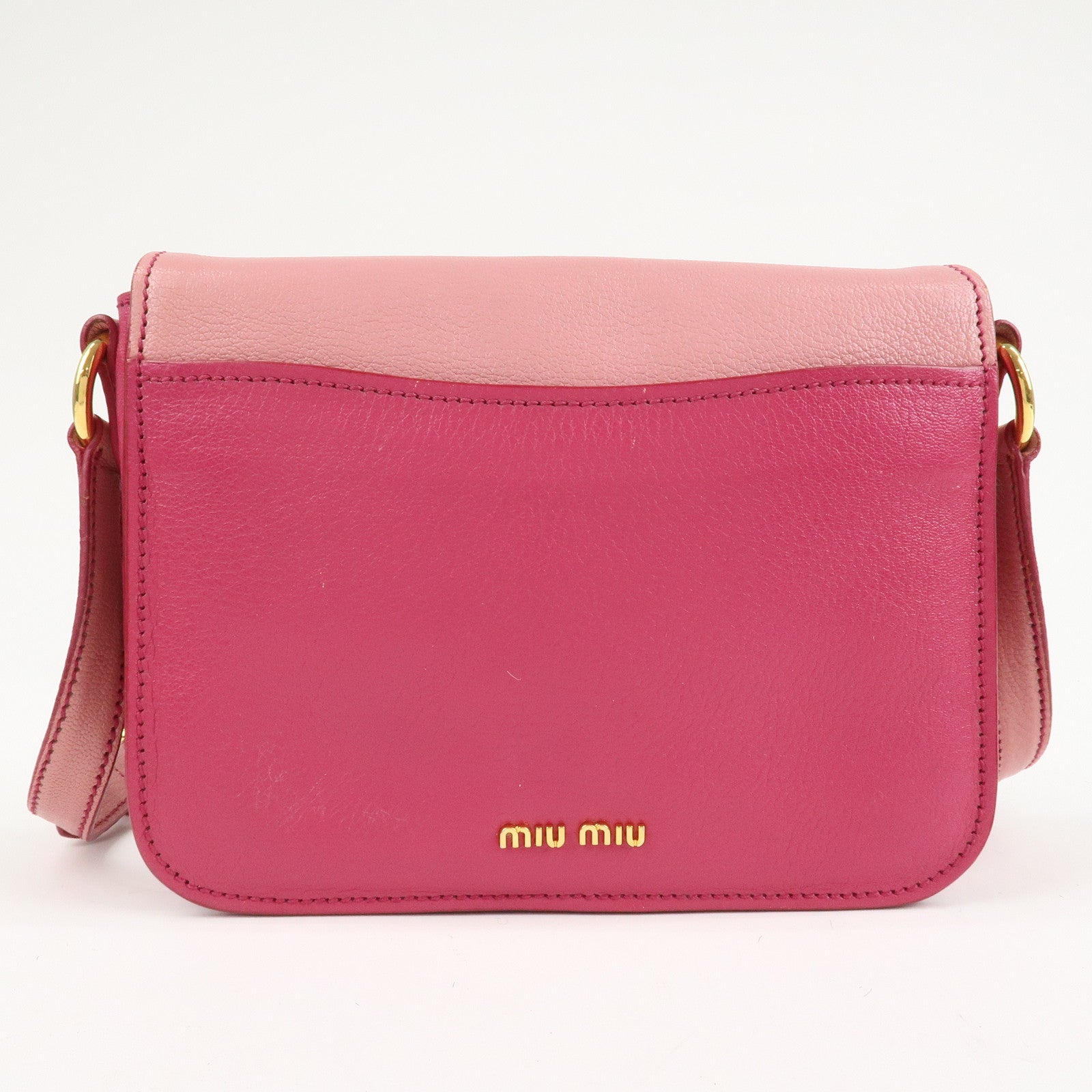 MIU MIU Madras Leather Bicore bicolor Shoulder Bag Pink Used