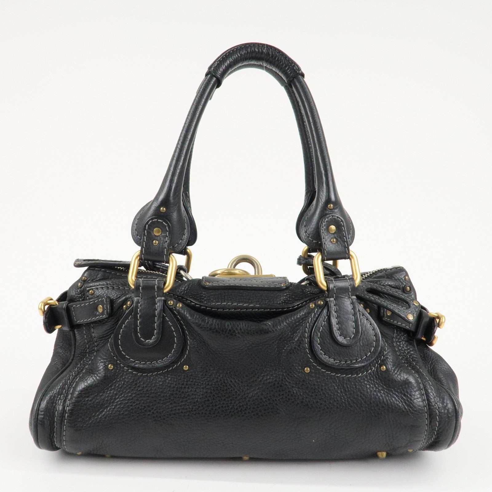 Chloe Paddington Leather Hand Bag Shoulder Bag Black Used