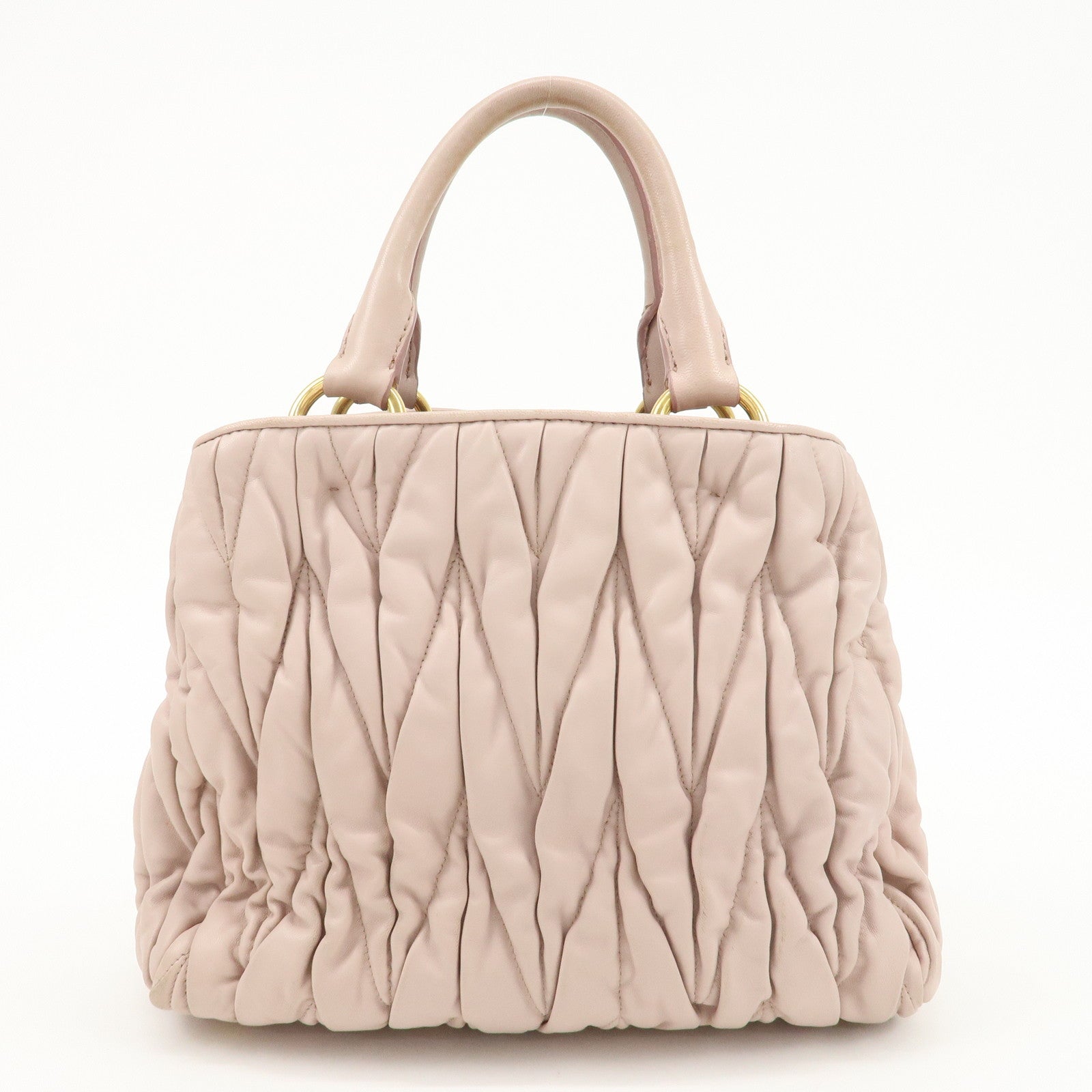 MIU MIU Matelasse Leather 2Way Shoulder Hand Bag Pink Beige