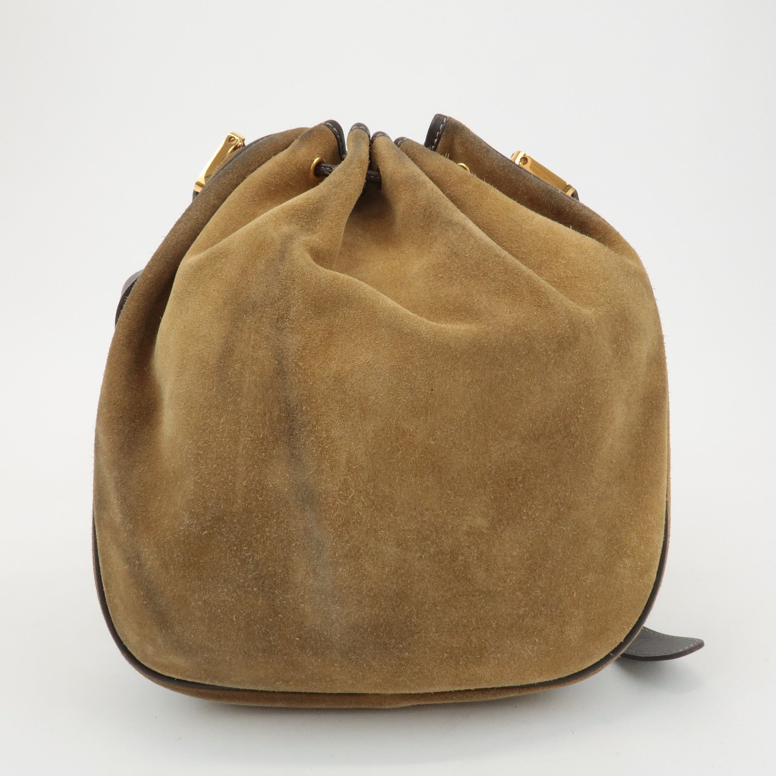 LOEWE Anagram Suede Leather Shoulder Bag Beige Brown