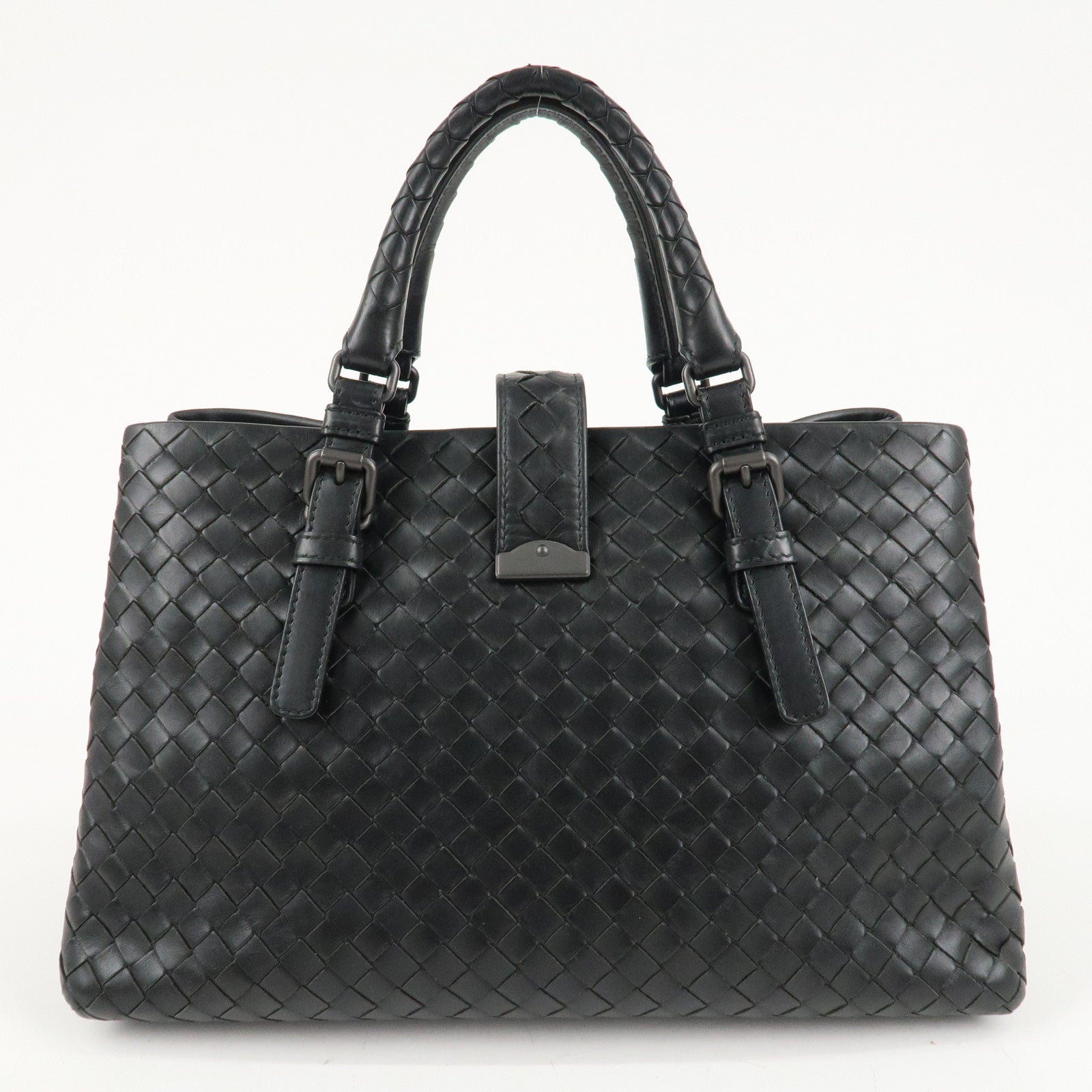 BOTTEGA VENETA Intrecciato Leather Tote Bag Hand Bag Black