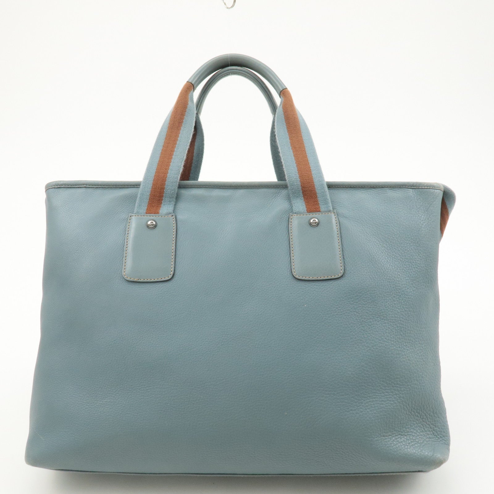 GUCCI Sherry Leather 2WAY Tote Bag Blue Brown 162913