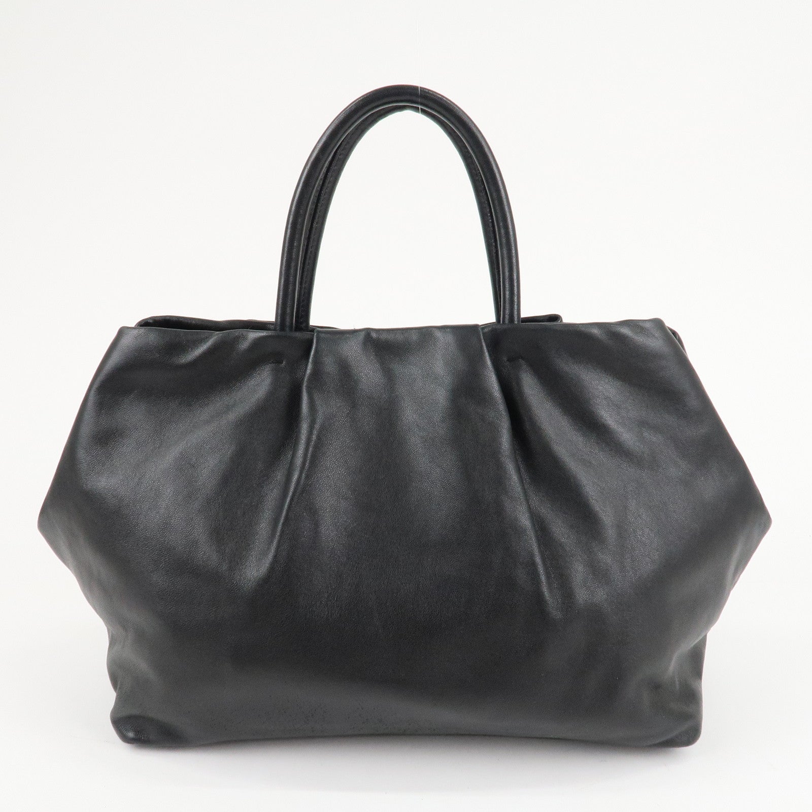 PRADA Nappa Leather Ribbon Tote Bag Hand Bag NERO Black BN1601