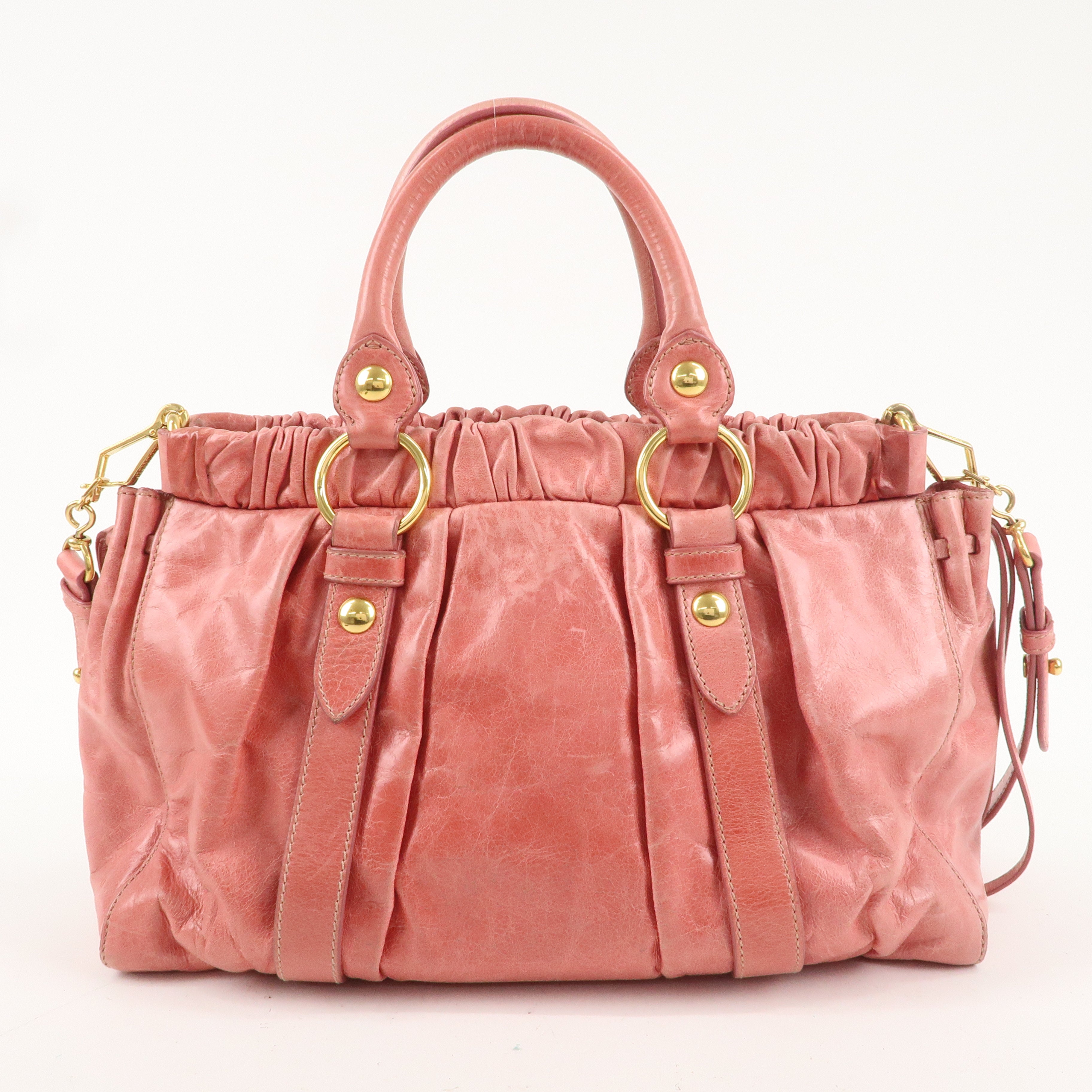 MIU MIU Leather 2Way Bag Shoulder Bag Hand Bag Pink