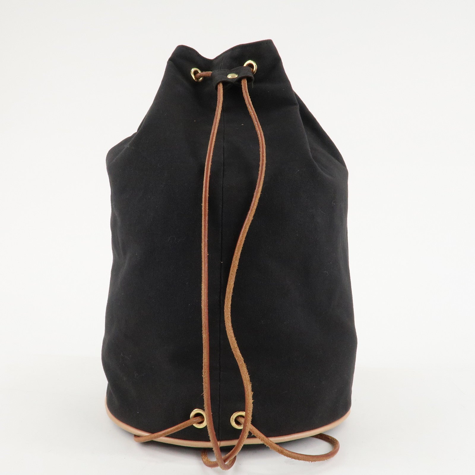 HERMES Canvas Leather Porochon Mimil GM Drawstring Back Pack