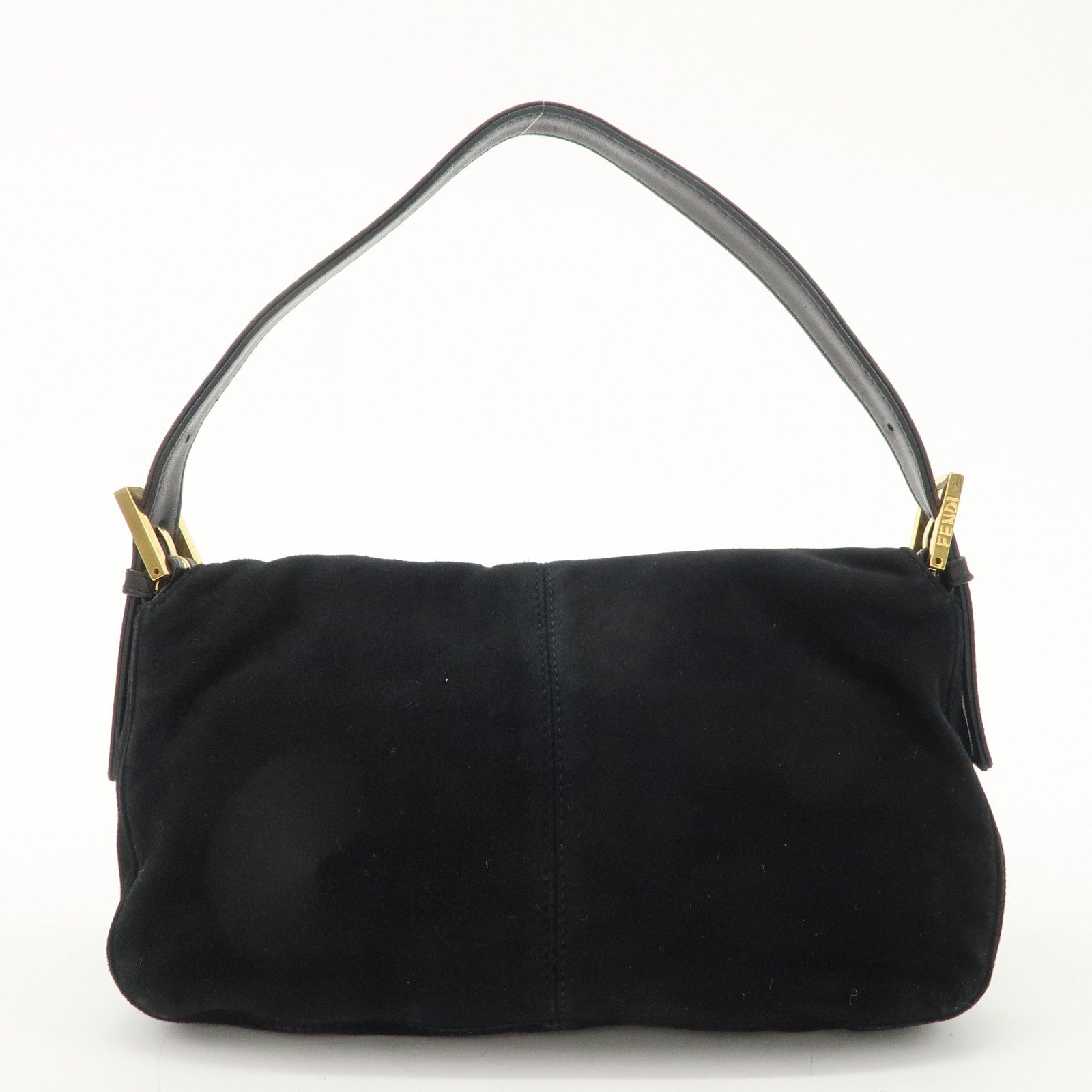 FENDI Mamma Bucket Suede Leather Shoulder Bag Black 26424