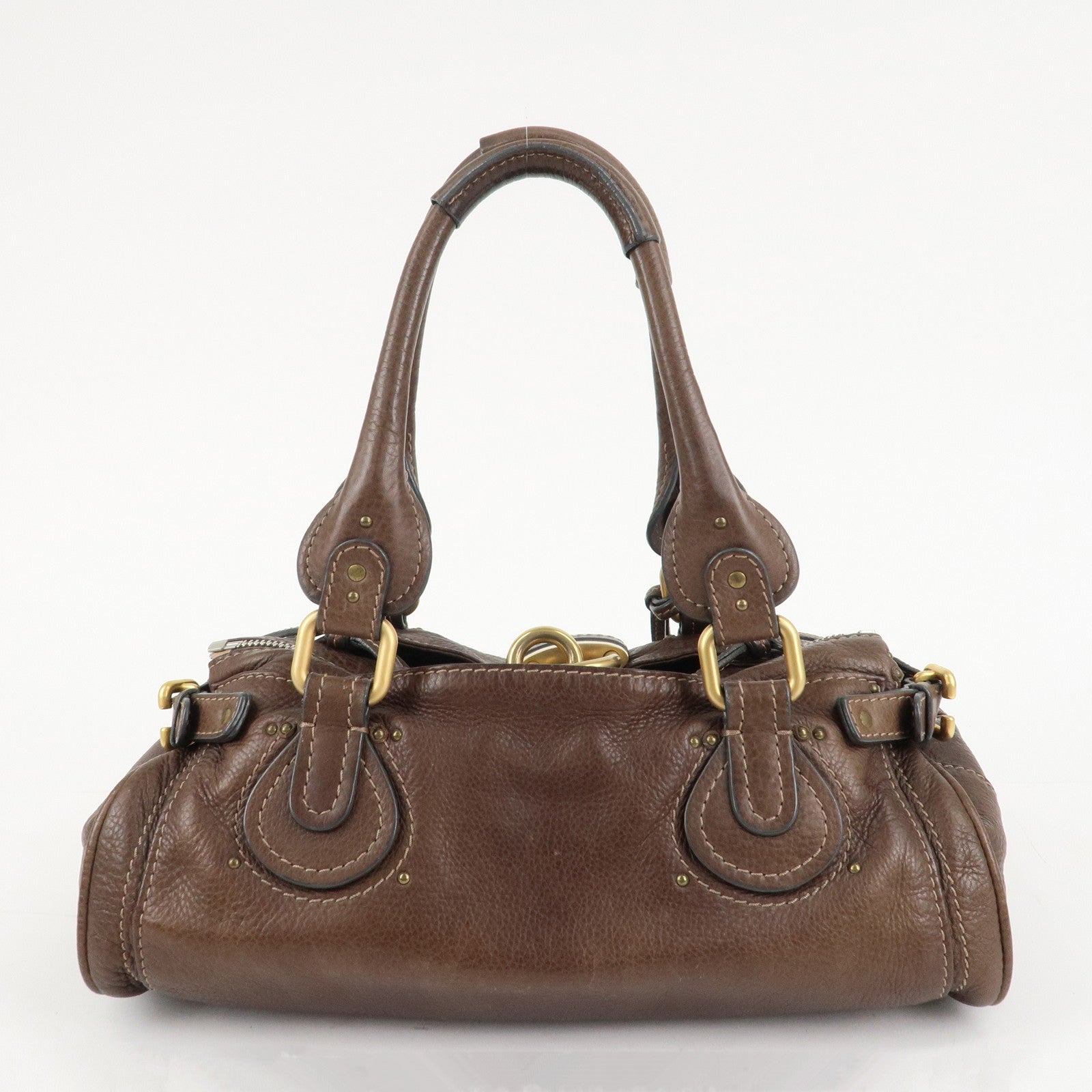 Chloe Paddington Leather Hand Bag Shoulder Bag Medium Brown