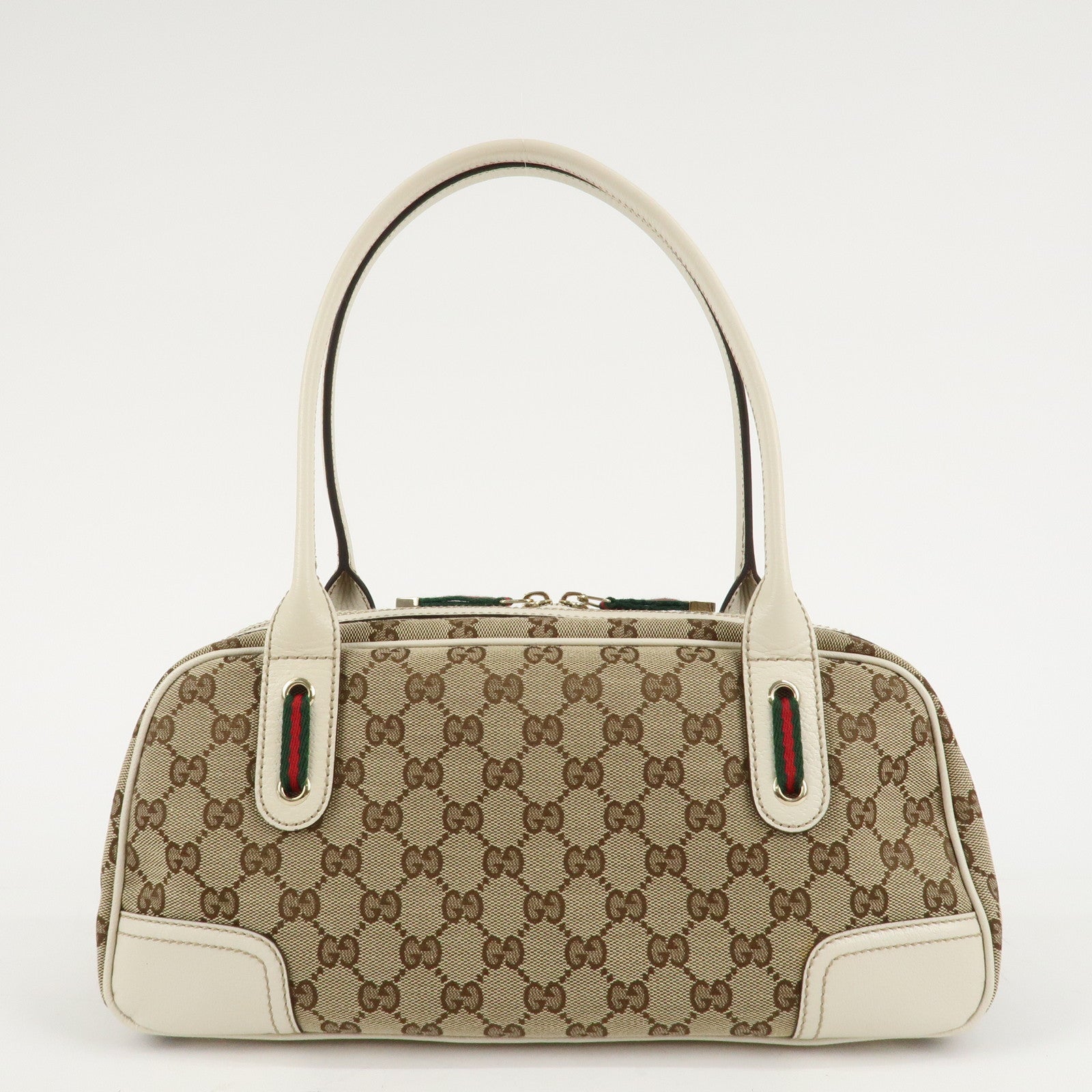 GUCCI Princy Sherry GG Canvas Leather Mini Boston Bag Beige 161720