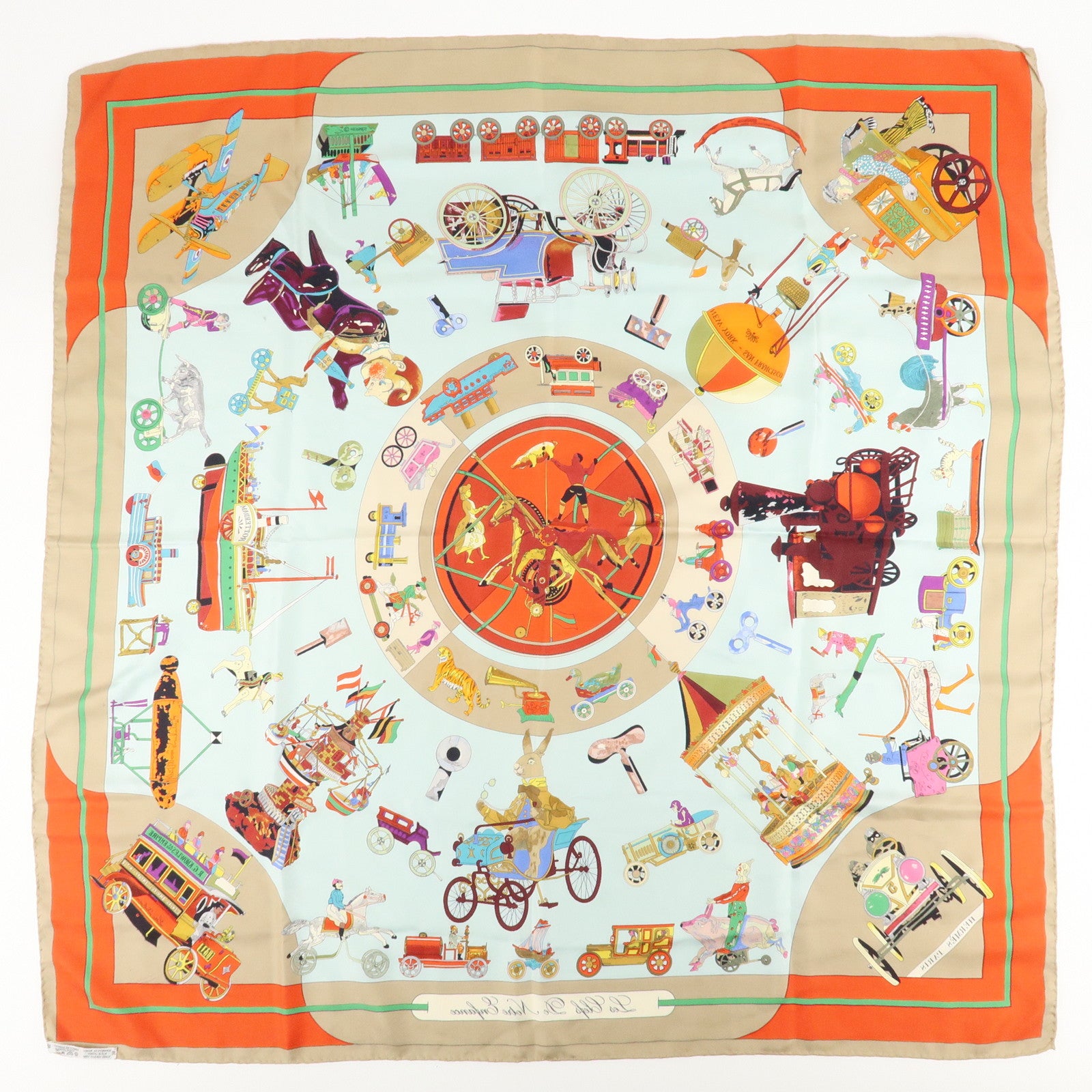 HERMES Carre 90 100% Silk Scarf Les Cles De Notre Enfance Used