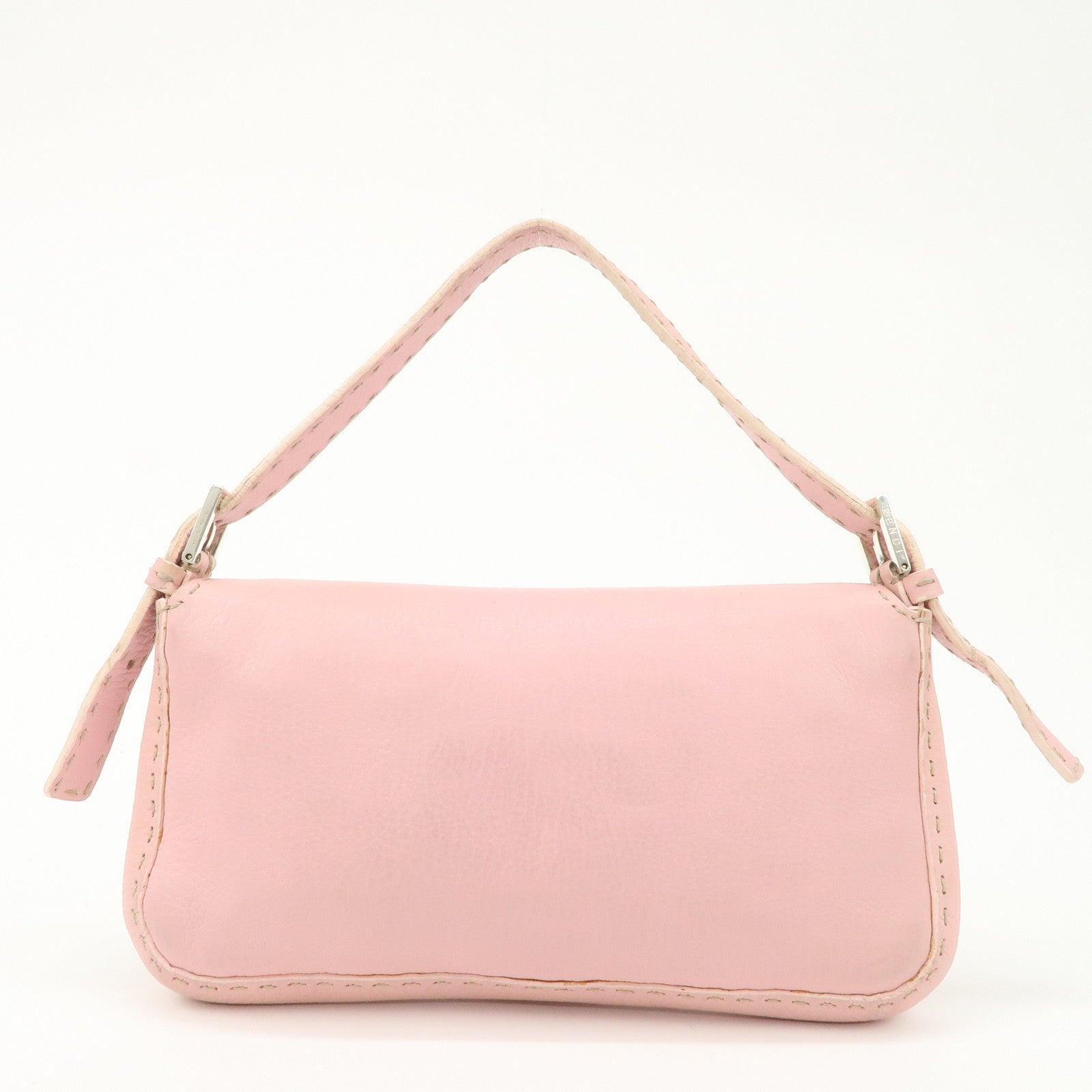 FENDI Selleria Mamma Baguette Leather Shoulder Bag Pink 8BR101 Used