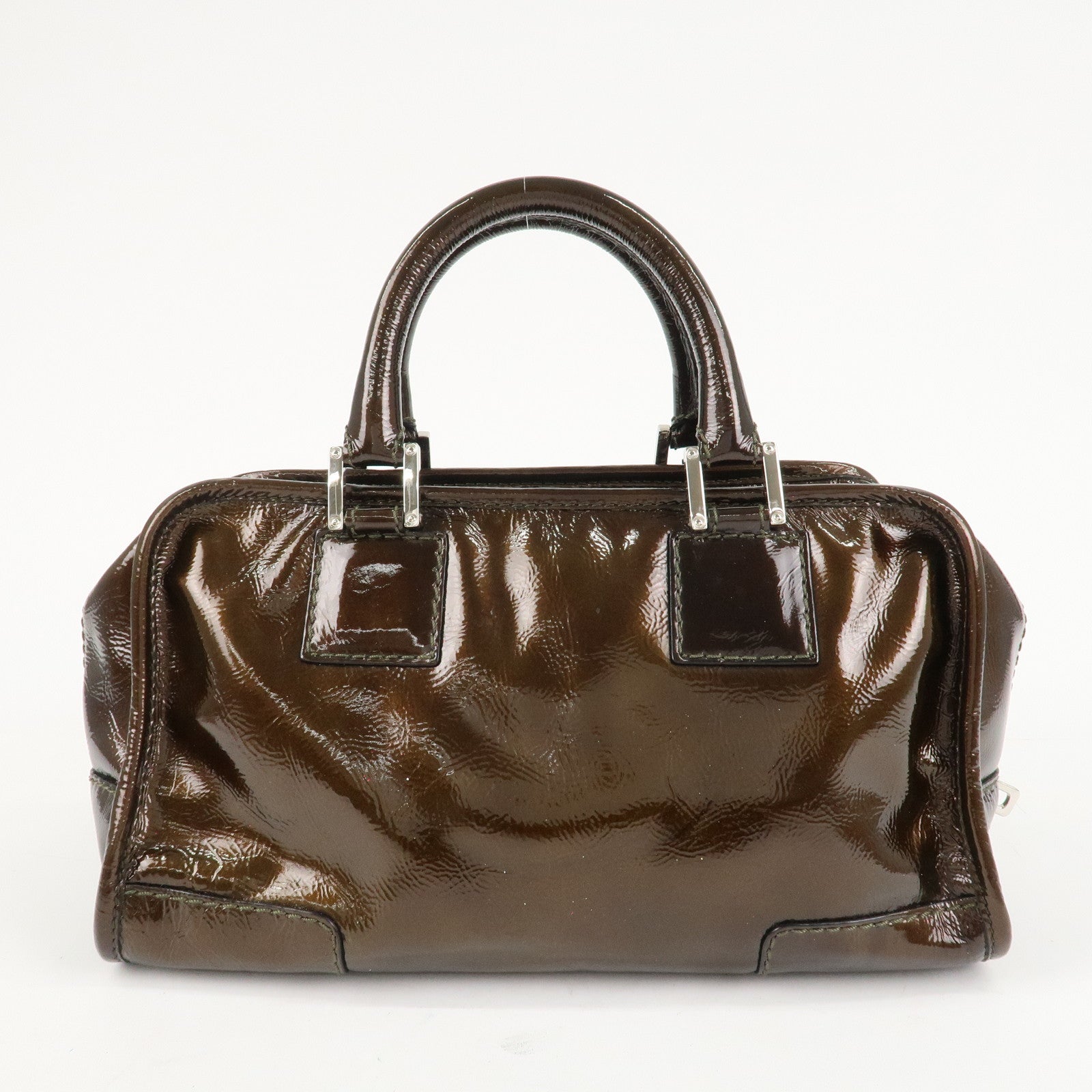 LOEWE Anagram Patent Leather Amasona28 Hand Bag  Bronze Used