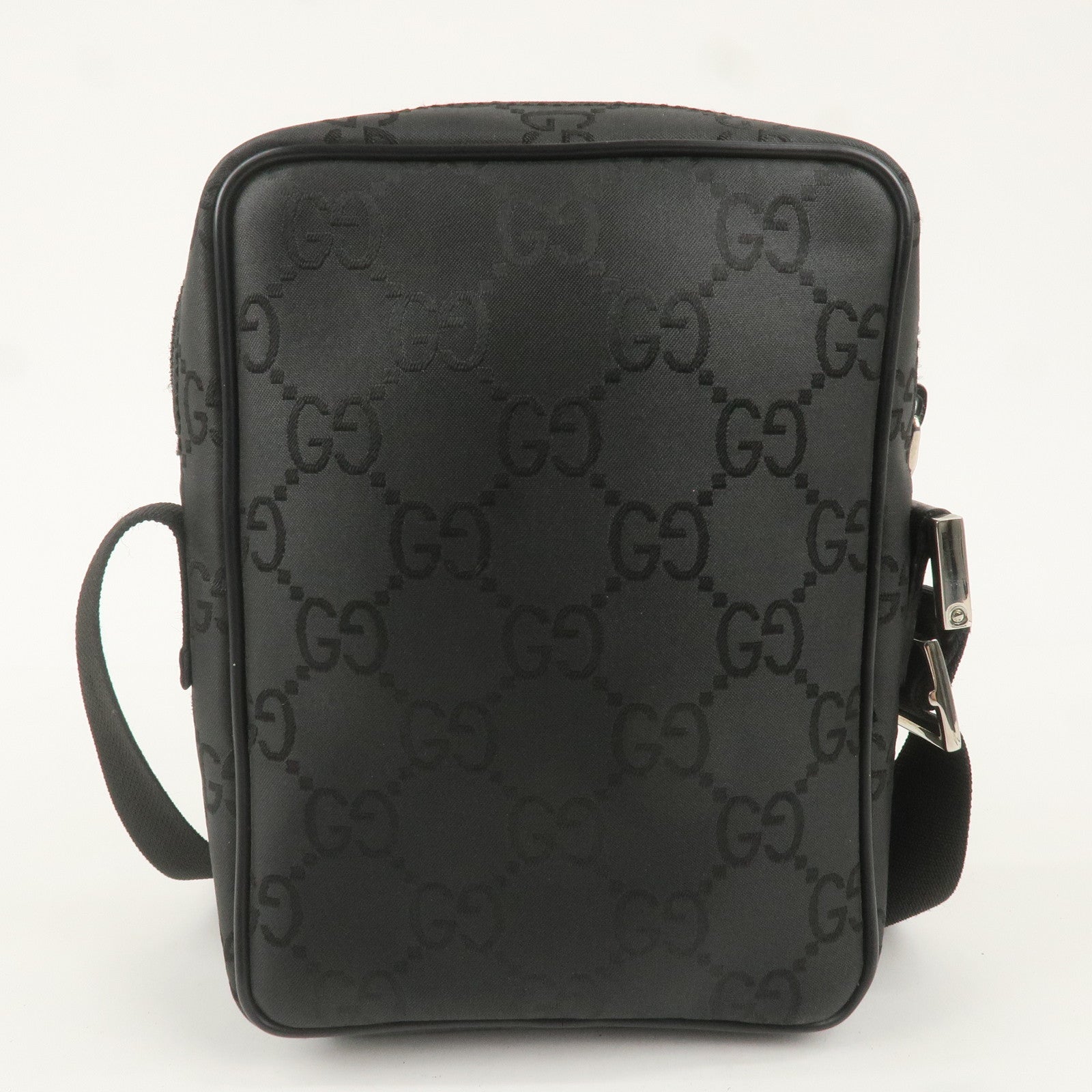 GUCCI GG Nylon Leather Shoulder Bag Crossbody Bag Black 2113