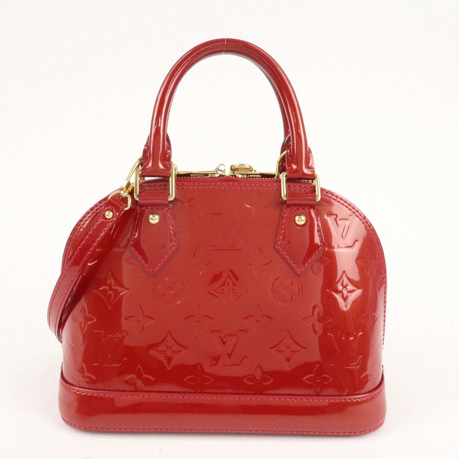 Louis Vuitton Monogram Vernis Alma BB 2Way Bag Red M91606 Used