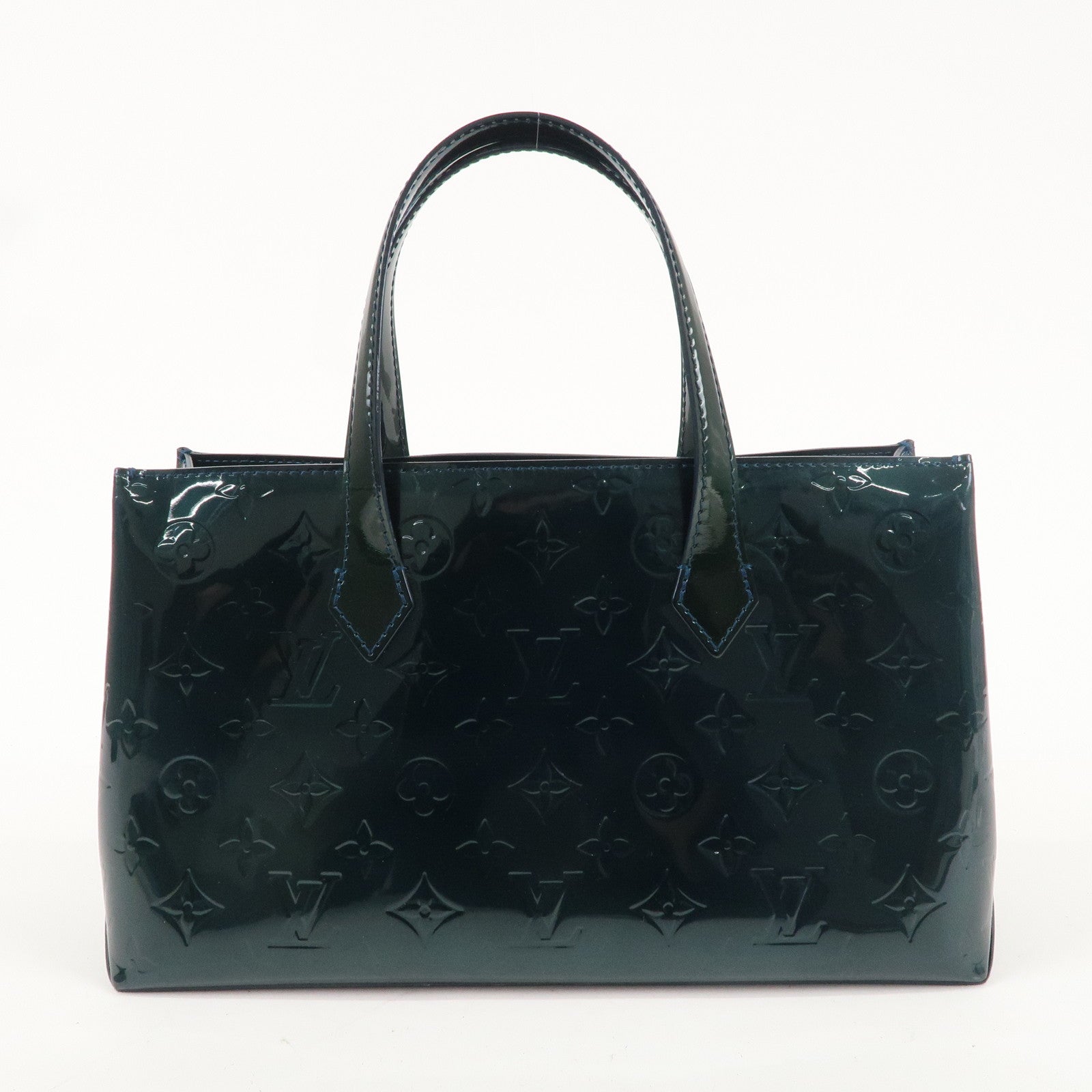 Louis Vuitton Monogram Vernis Wilshire PM Hand Bag Bleu Nuit